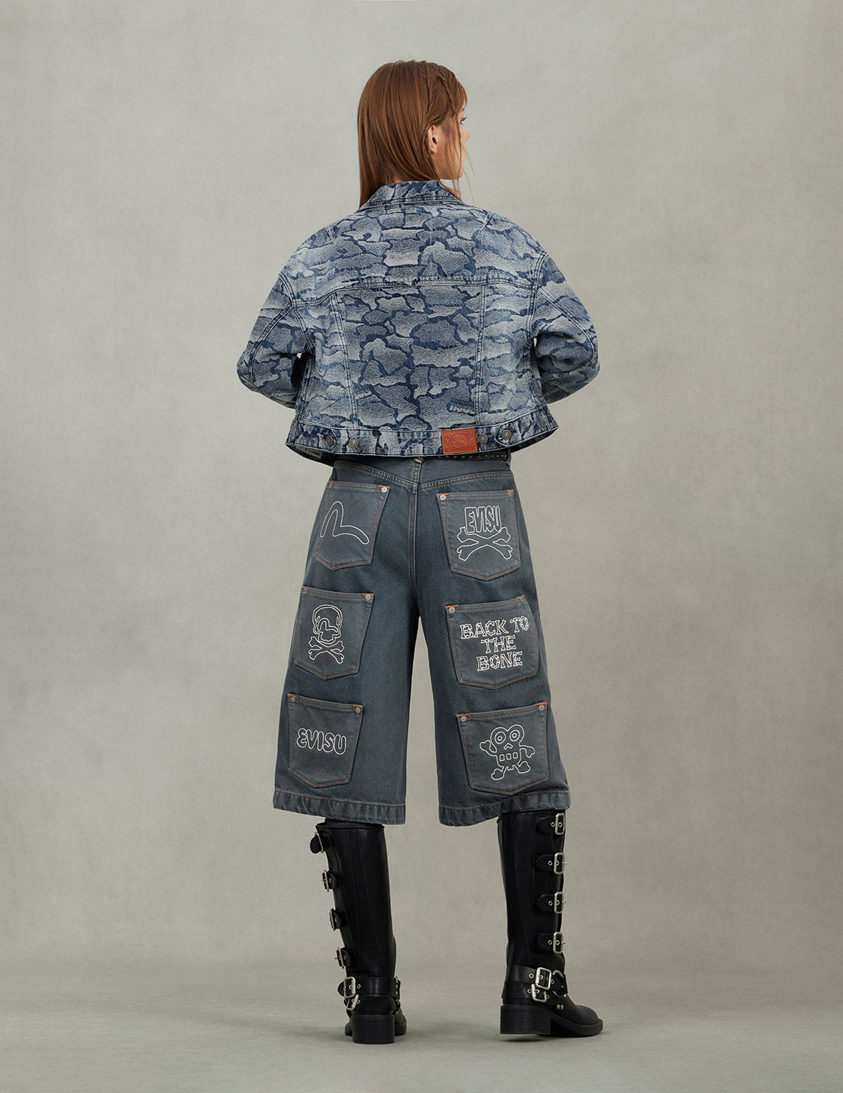 Allover Ishigaki Camouflage Jacquard Fashion Fit Washed Denim Jacket