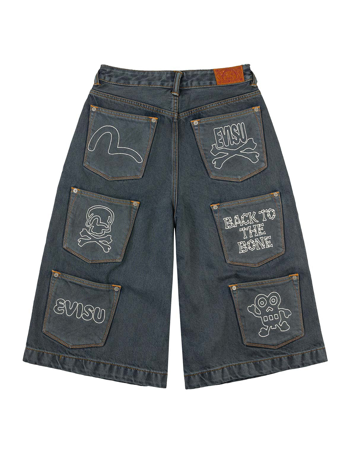 Multi-Pocket with Multi Logos Embroidery Cropped Jeans