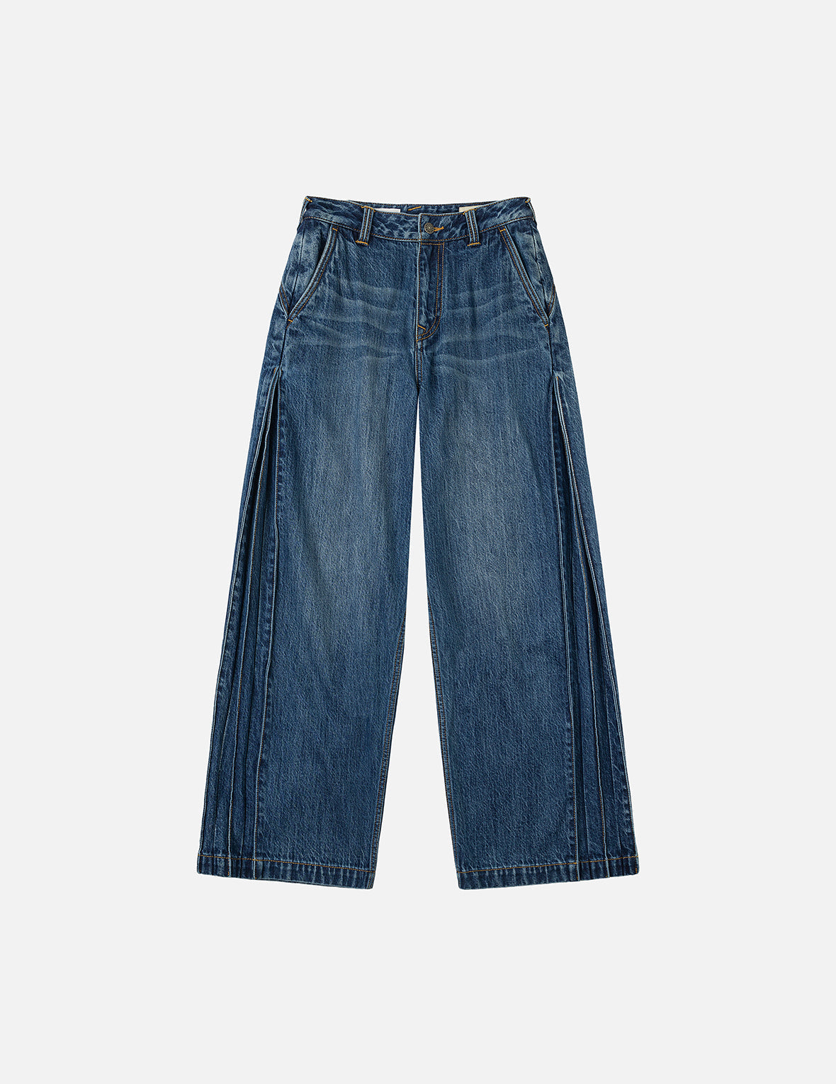 Seagull Embossed Fashion Fit Pleated Jeans – EVISU