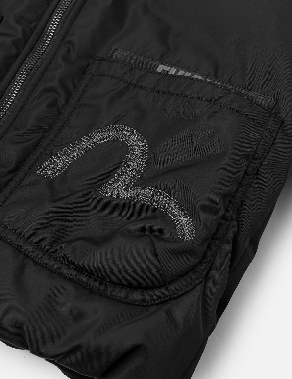Fuzzy Cat Appliqué and Logo Embroidery Drop-Shoulder Bomber Jacket