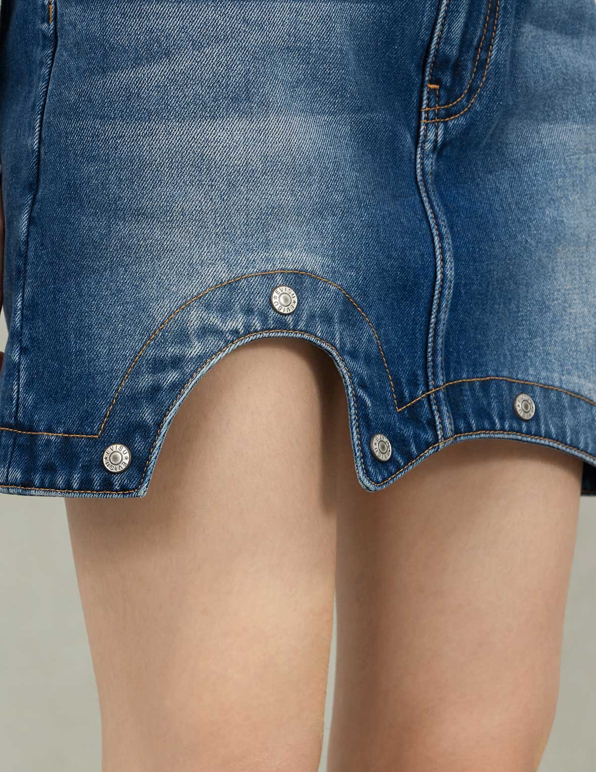 Logo Print Fashion Fit Detachable Denim Skirt