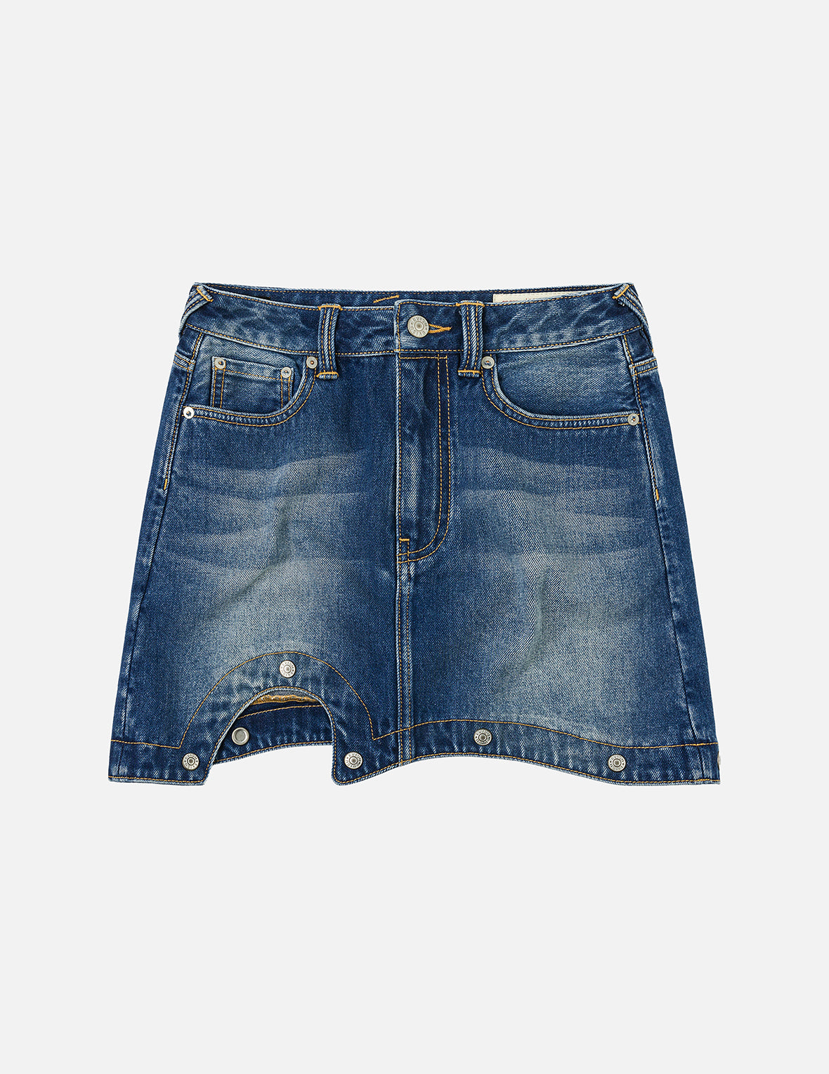 Logo Print Fashion Fit Detachable Denim Skirt