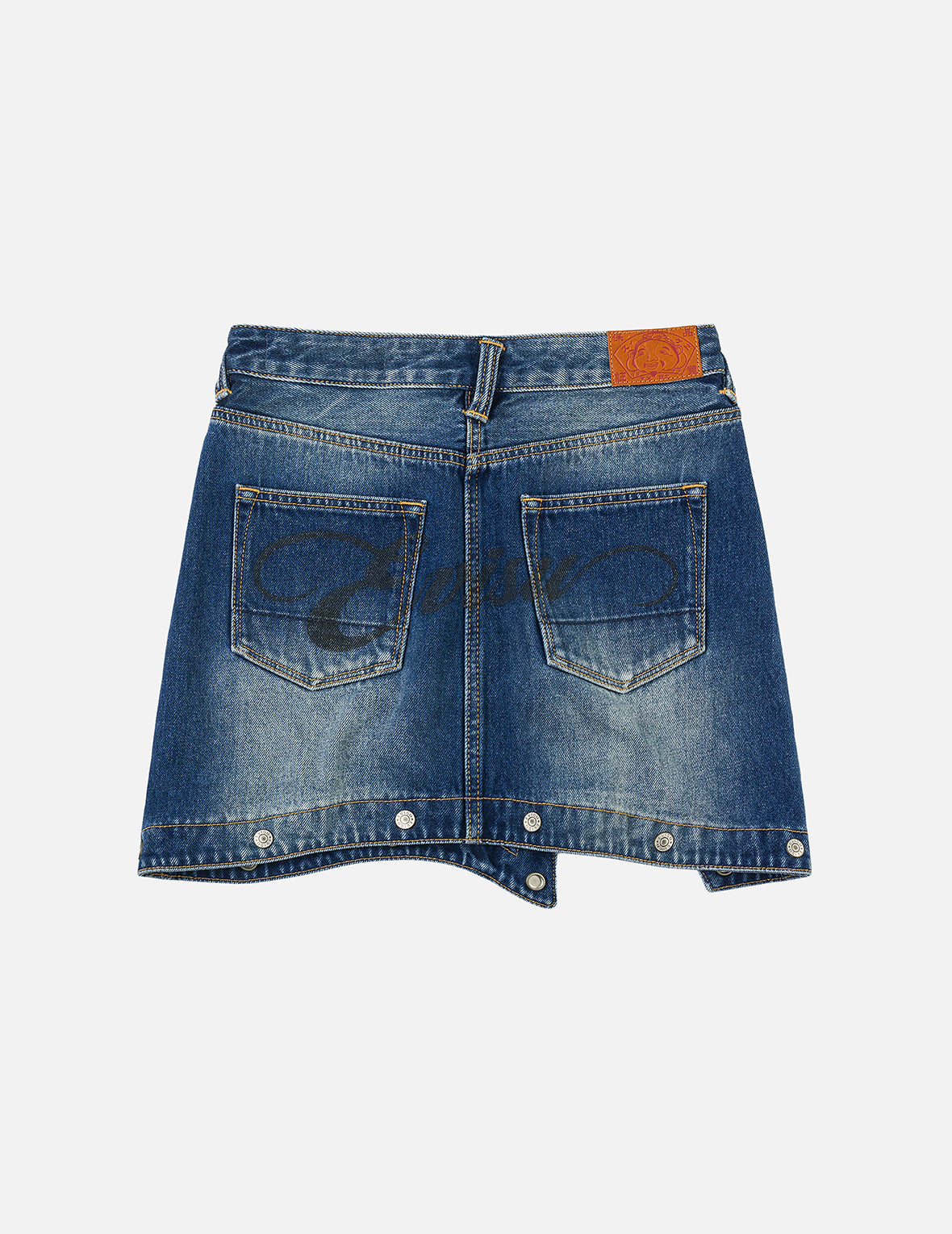 Logo Print Fashion Fit Detachable Denim Skirt