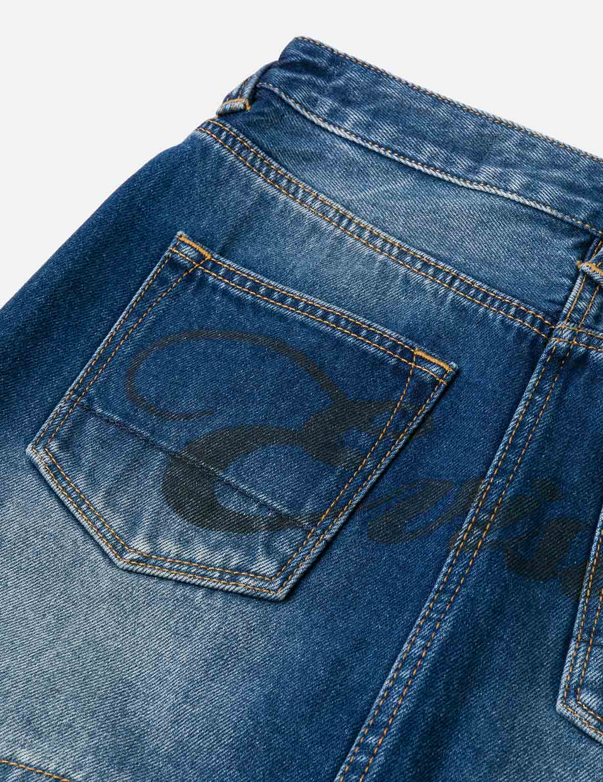 Logo Print Fashion Fit Detachable Denim Skirt