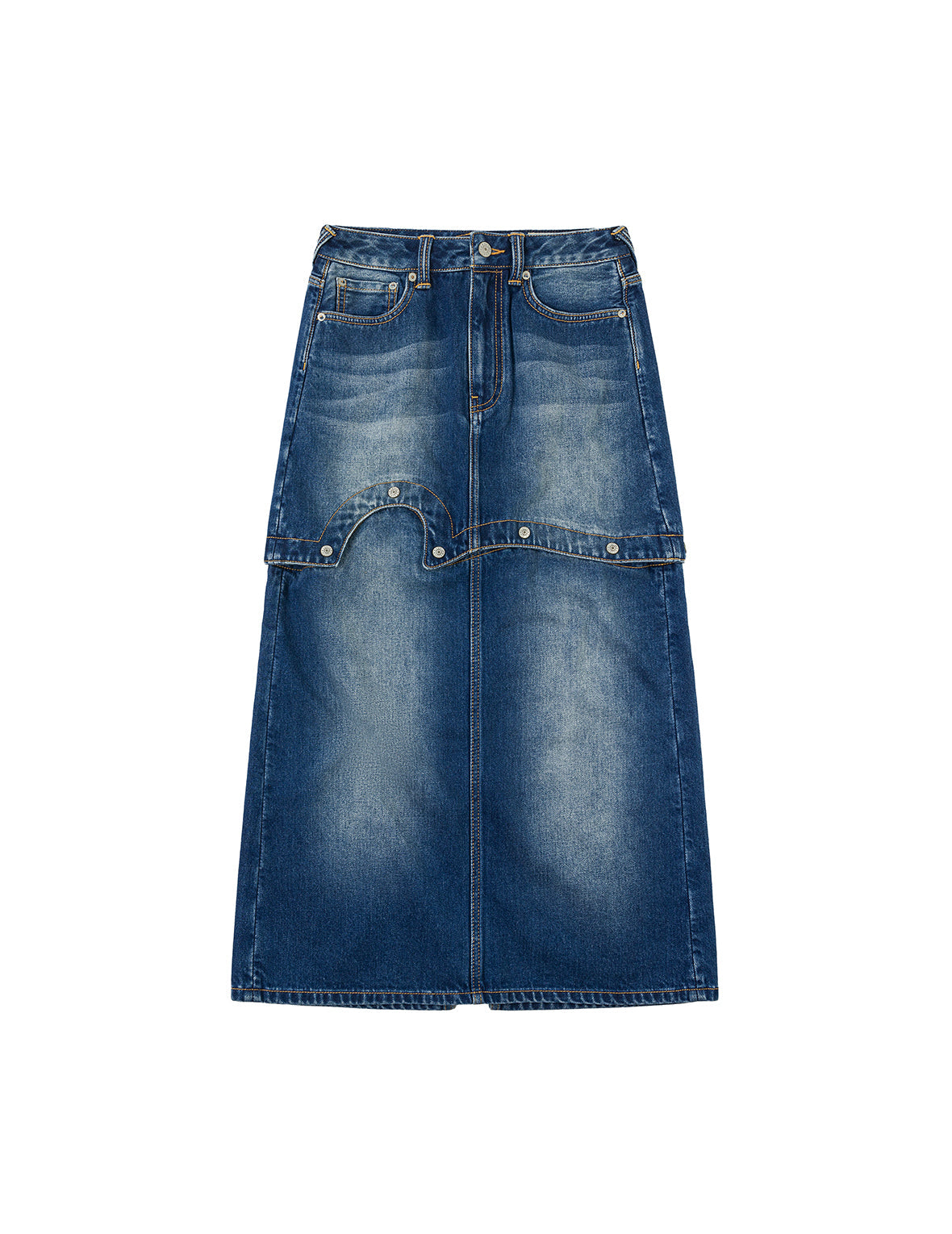 Logo Print Fashion Fit Detachable Denim Skirt