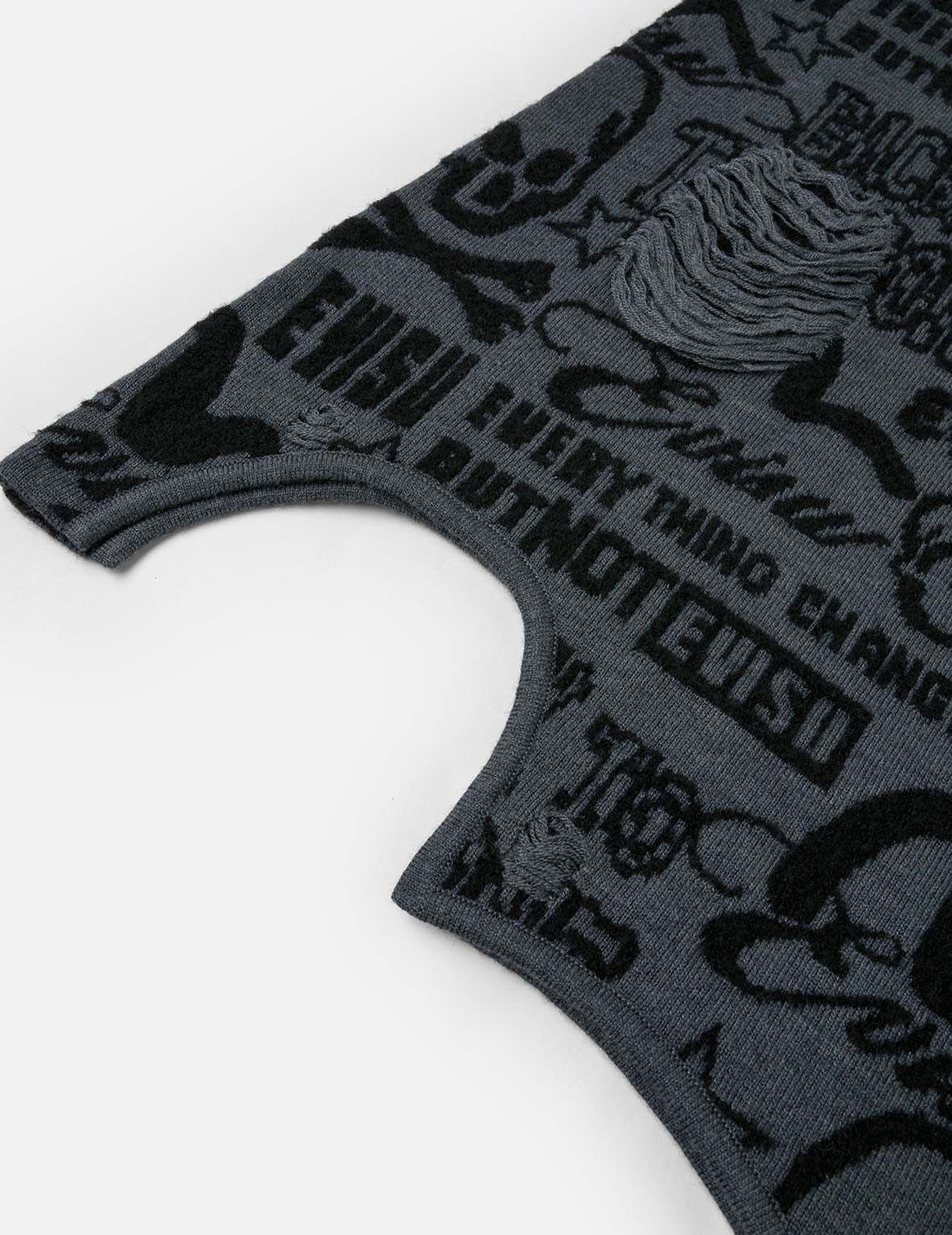 Allover EVISU Jacquard Fashion Fit Distressed Knitted Skirt