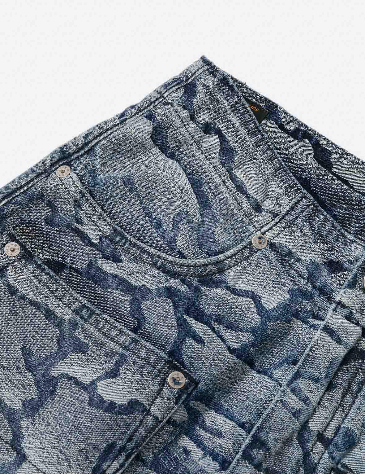 Allover Ishigaki Camouflage Jacquard Fashion Fit Denim Skirt