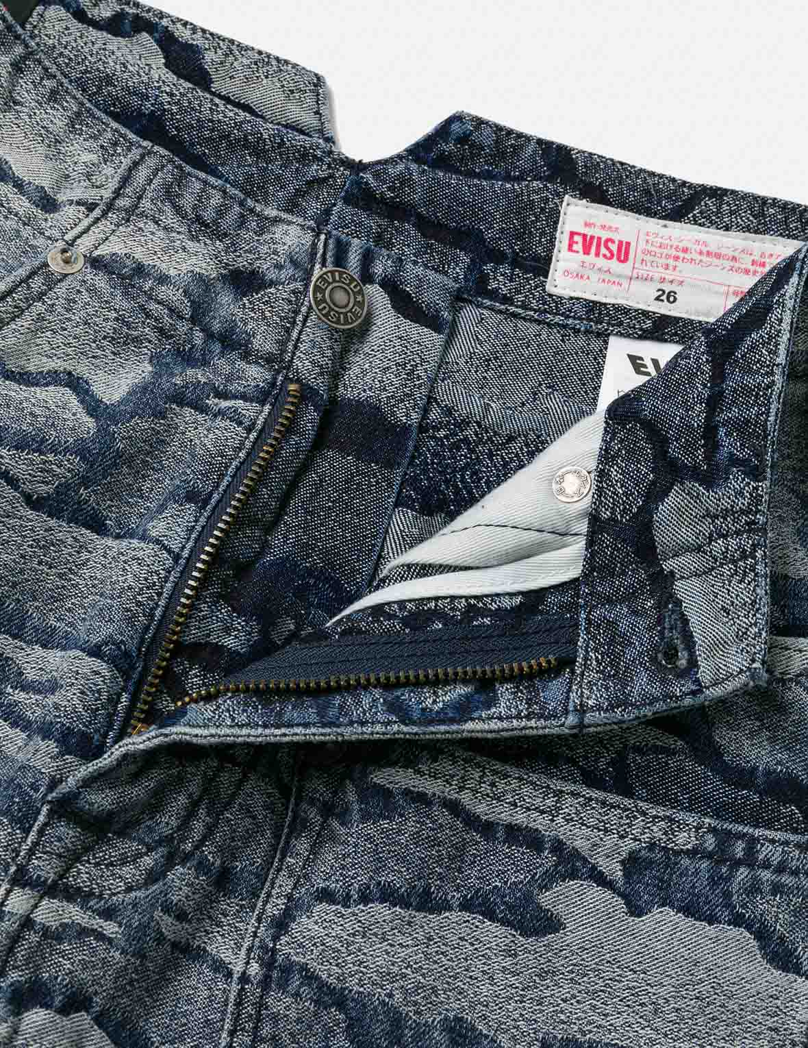 Allover Ishigaki Camouflage Jacquard Fashion Fit Denim Skirt – EVISU