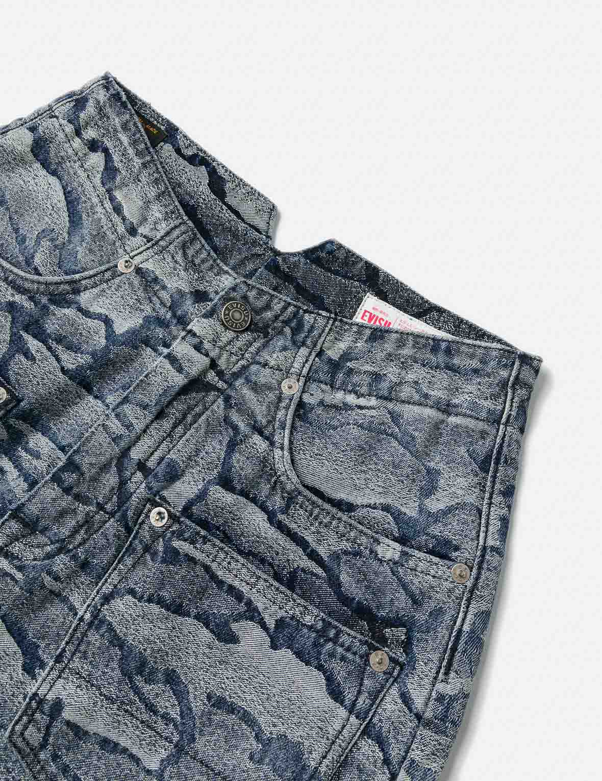 Allover Ishigaki Camouflage Jacquard Fashion Fit Denim Skirt