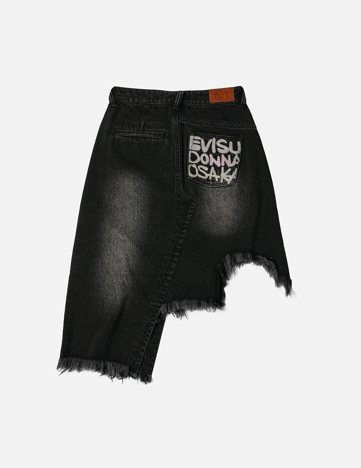Seagull and Slogan Embroidery Regular Fit Distressed Washed Denim