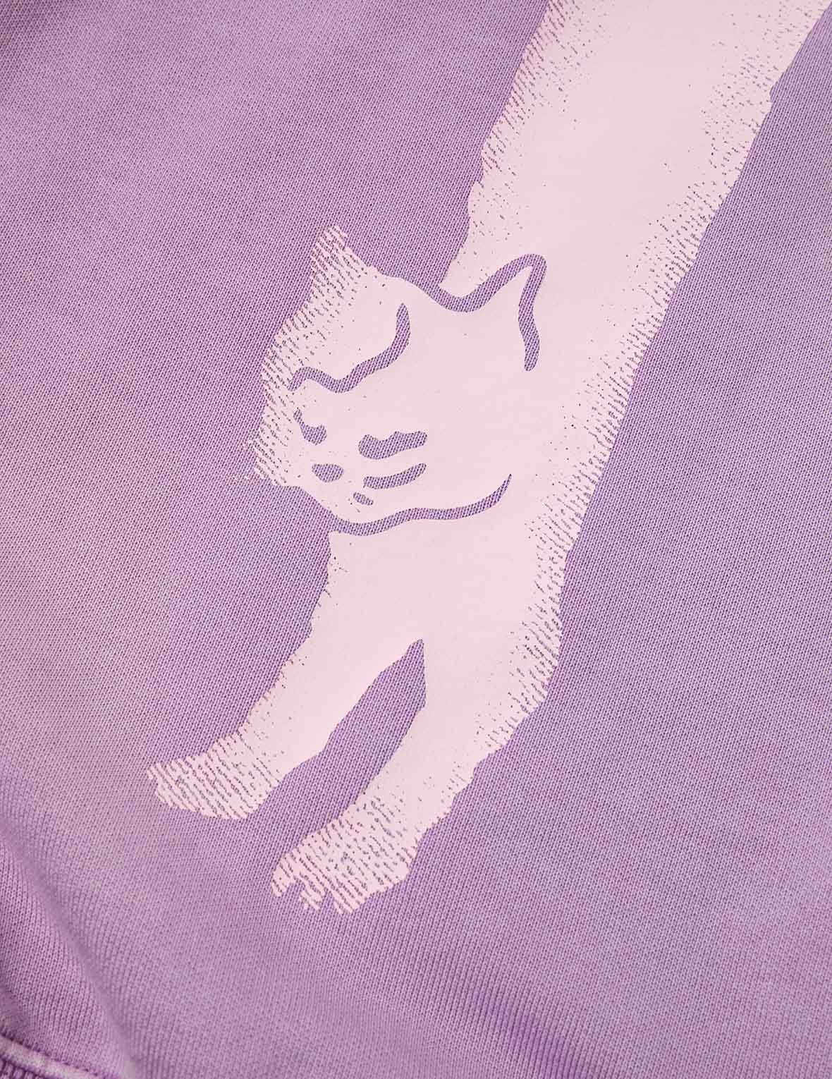 Fuzzy Cat Daicock Print Cropped Hoodie