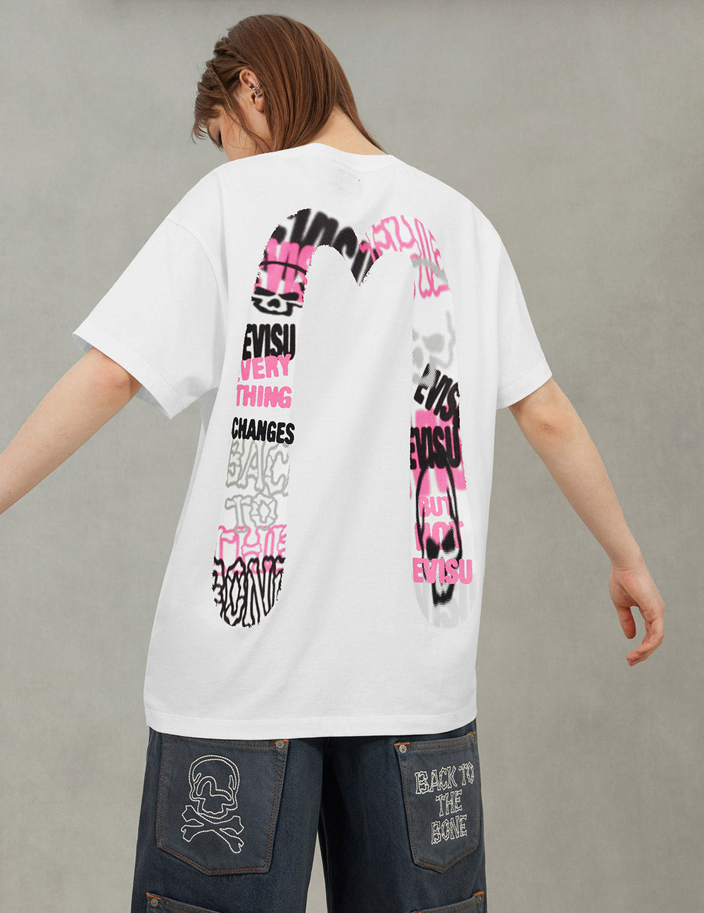Logo and Graffiti Daicock Print Boyfriend T-Shirt – EVISU