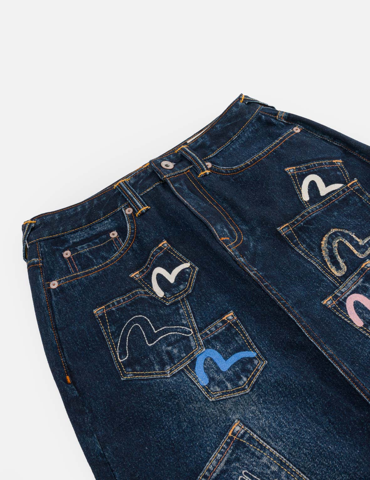 Multi-Pocket Seagull Denim Maxi Skirt