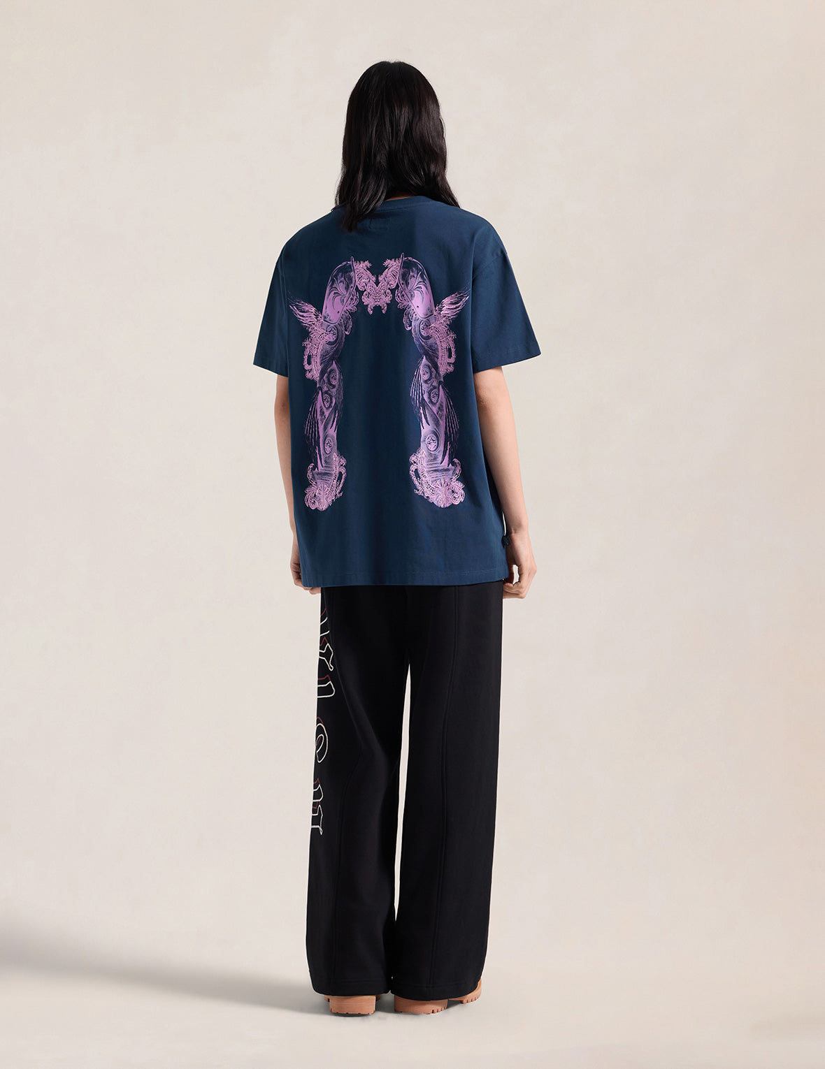 Feather Wing Daicock Print and Embroidered T-Shirt