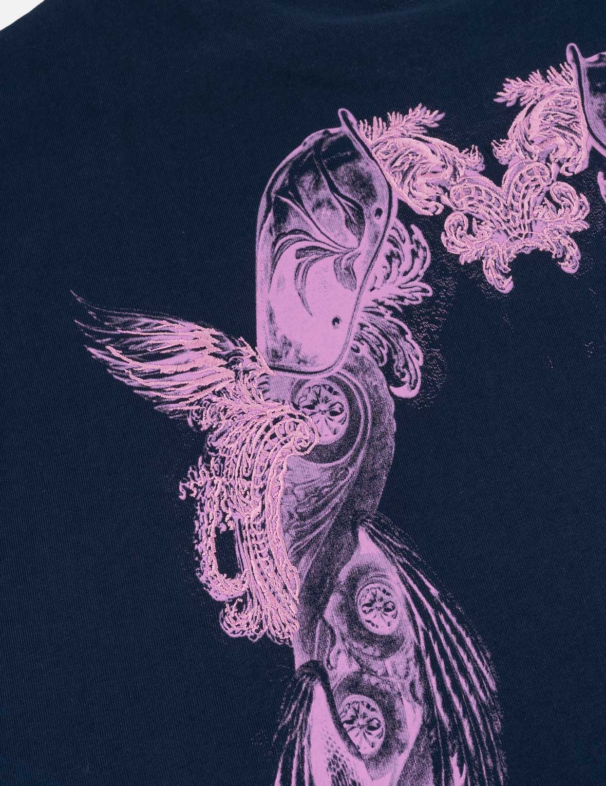 Feather Wing Daicock Print and Embroidered T-Shirt