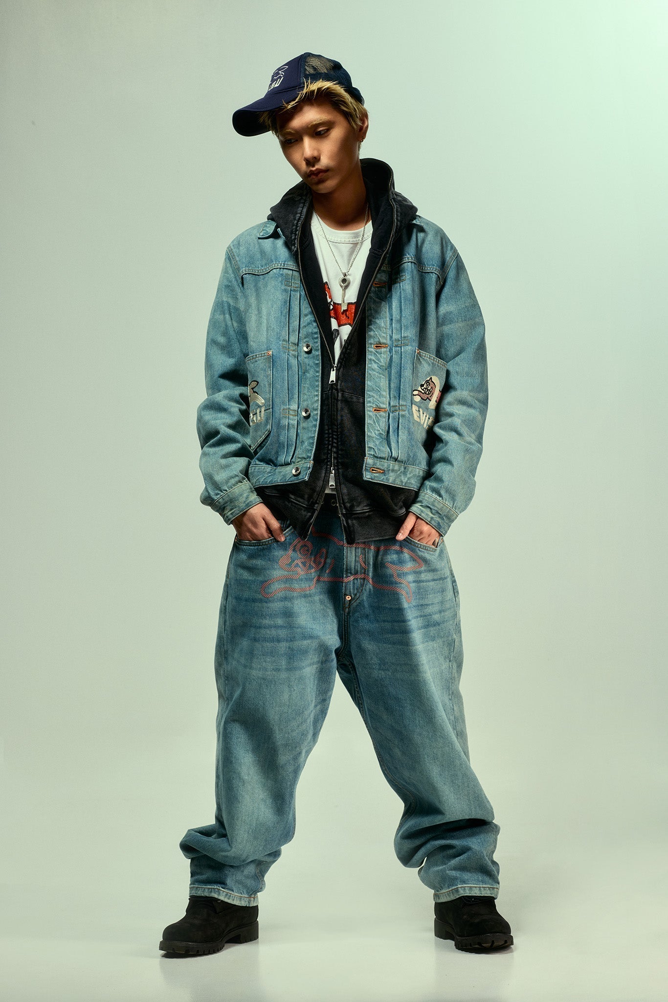 EXCLUSIVE】EVISU X ICECREAM Seagull Denim Jacket EXCLUSIVE】EVISU X ICECREAM Seagull Denim Jacket