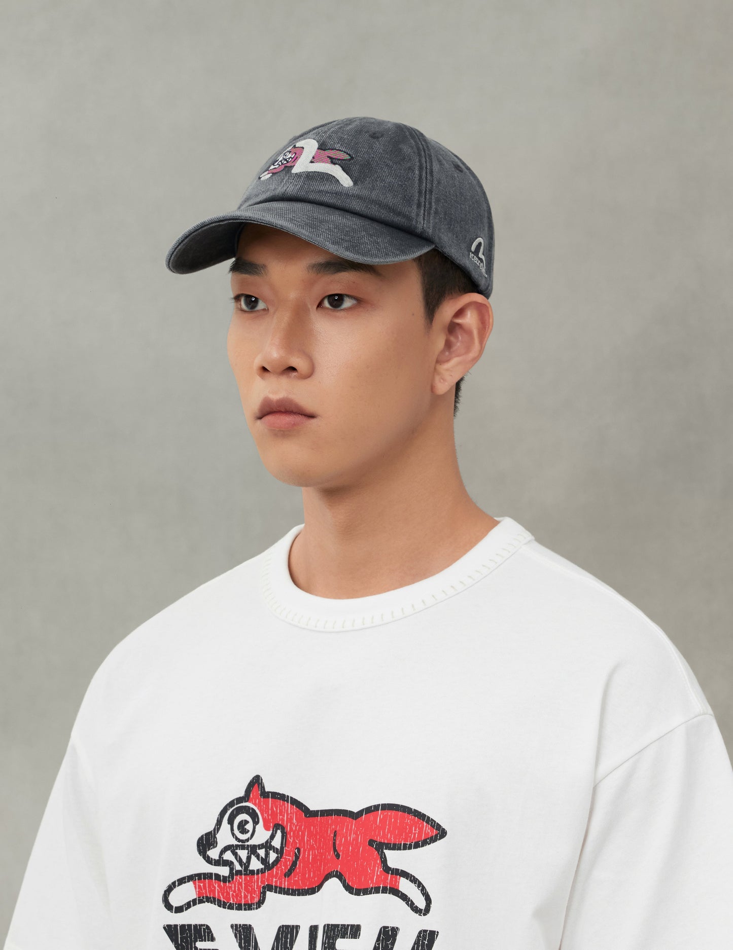 EVISU X ICECREAM 商标棒球帽 – 黑色洗水