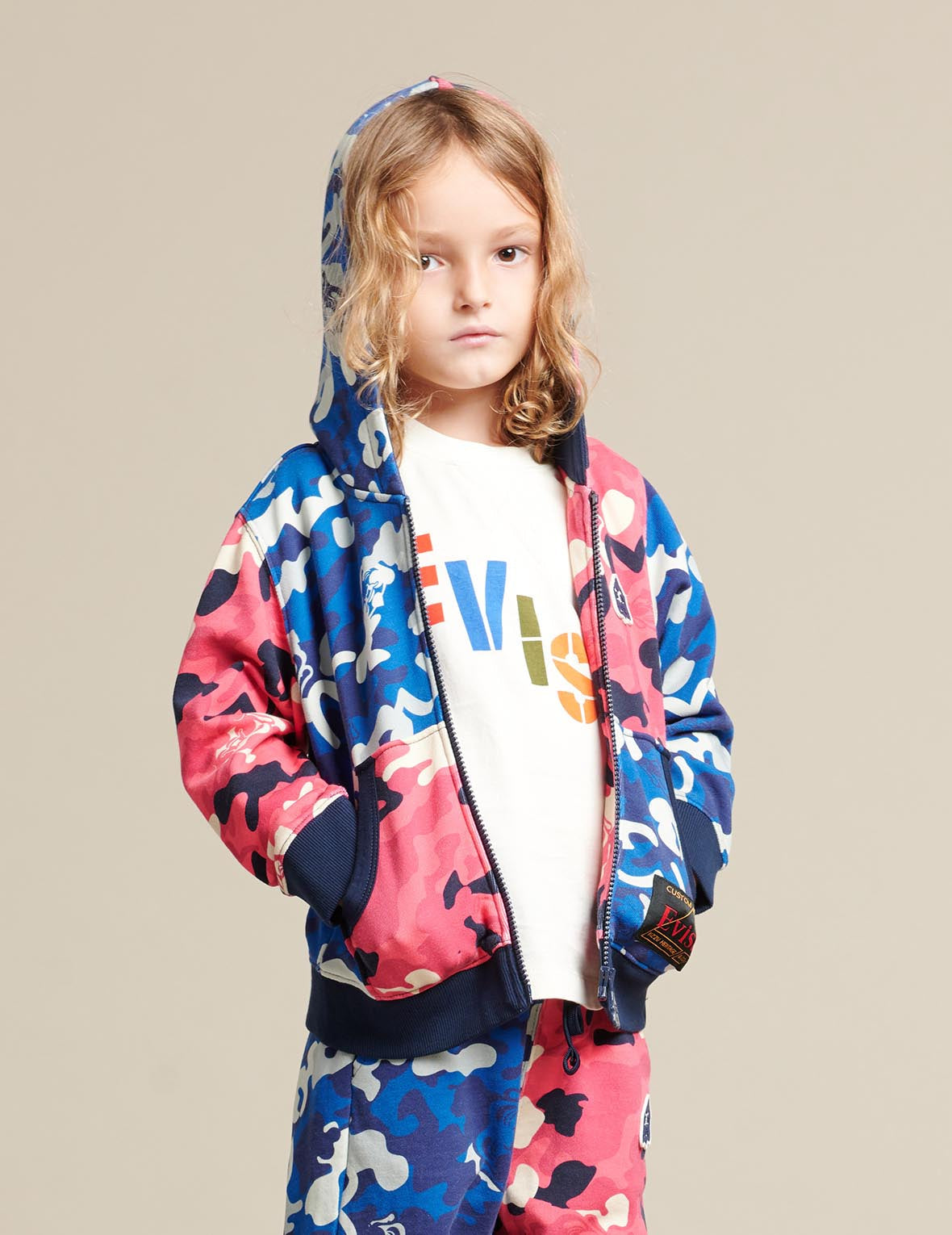 Color Blocking Allover Camouflage Print Zip-up Hoodie