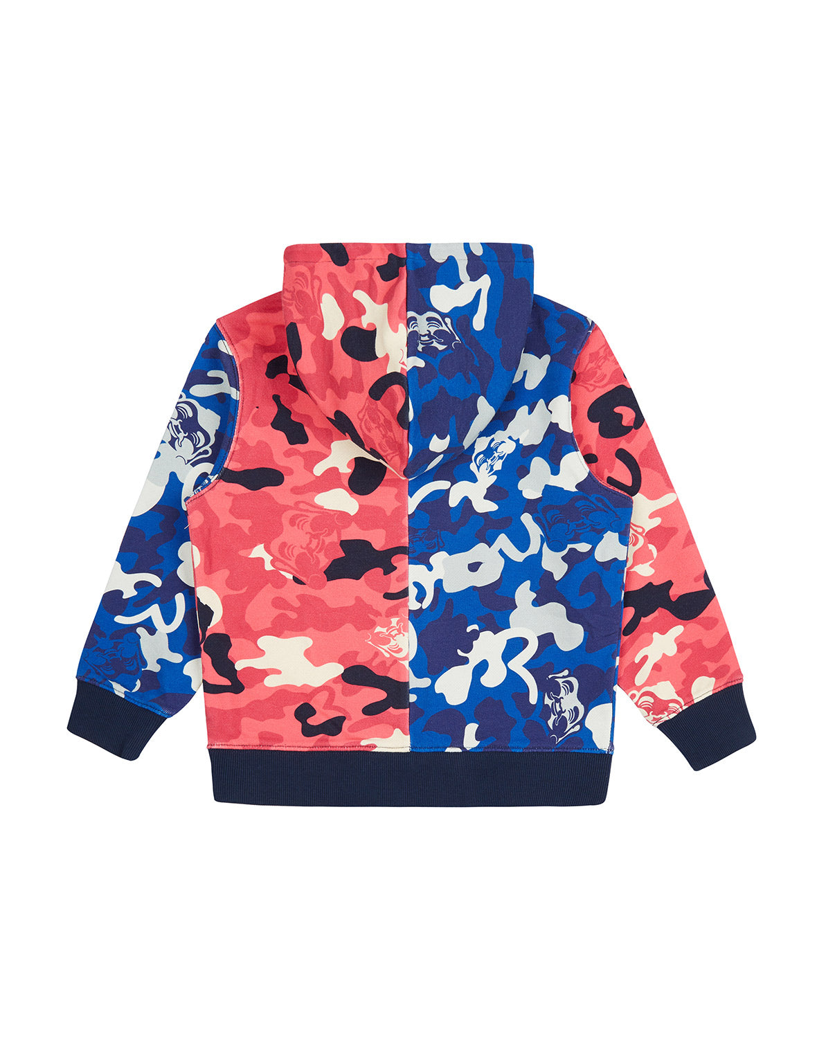 Color Blocking Allover Camouflage Print Zip-up Hoodie