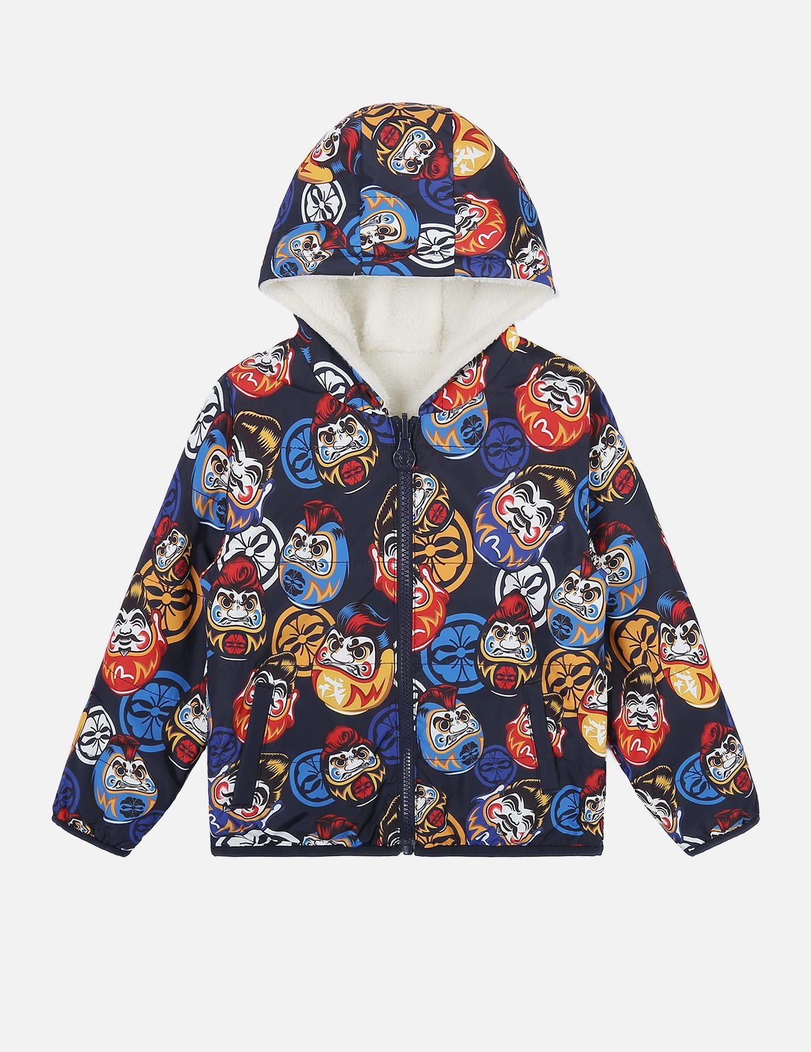 Allover Pompadour Daruma Print Reversible Jacket