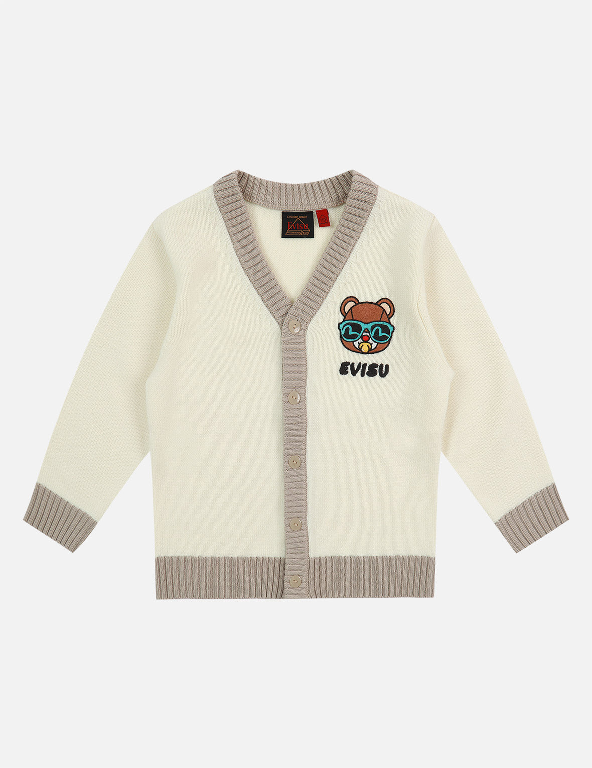 Bear Badge Wool Cardigan EVISU