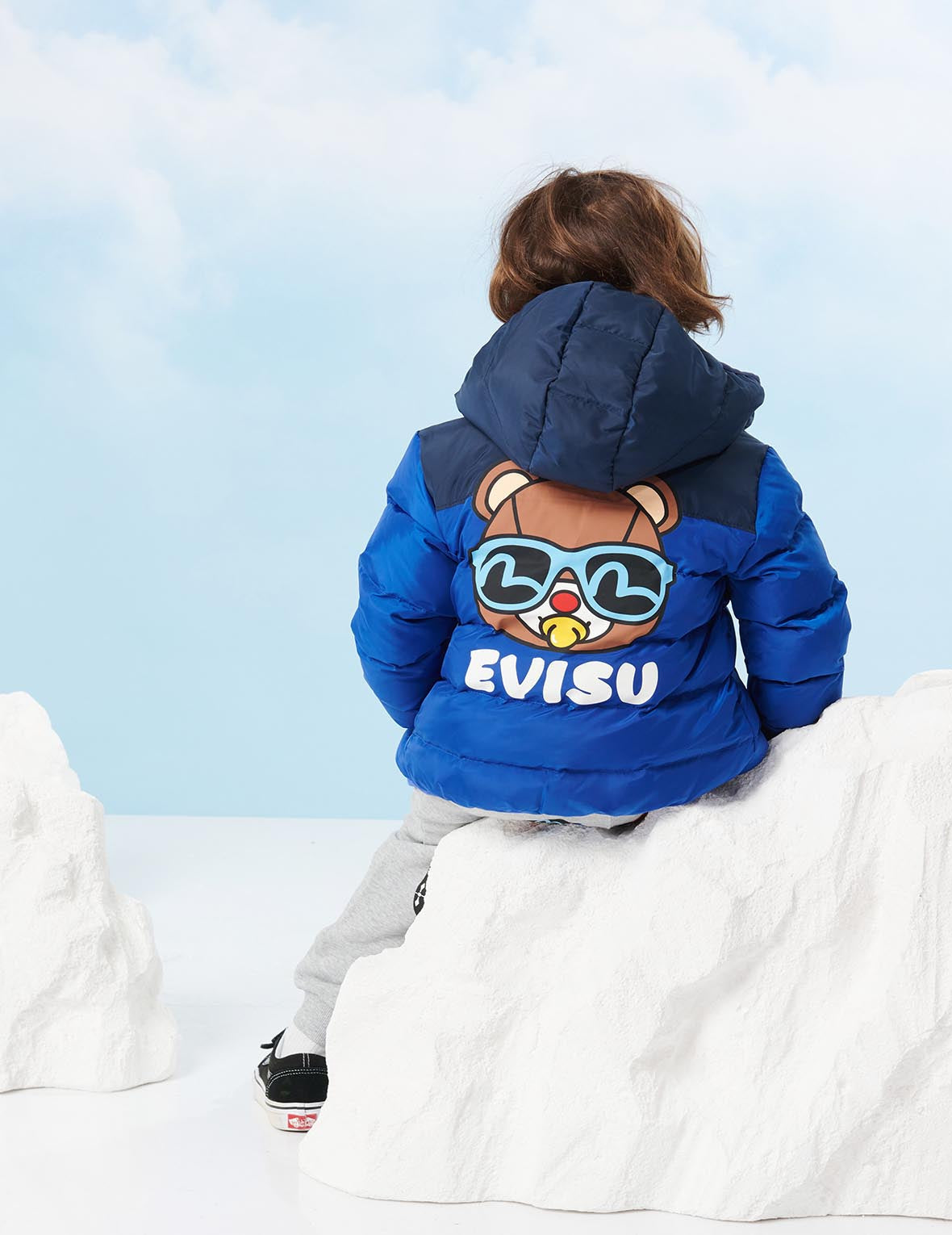 Bear Print Colorblock Down Jacket – EVISU