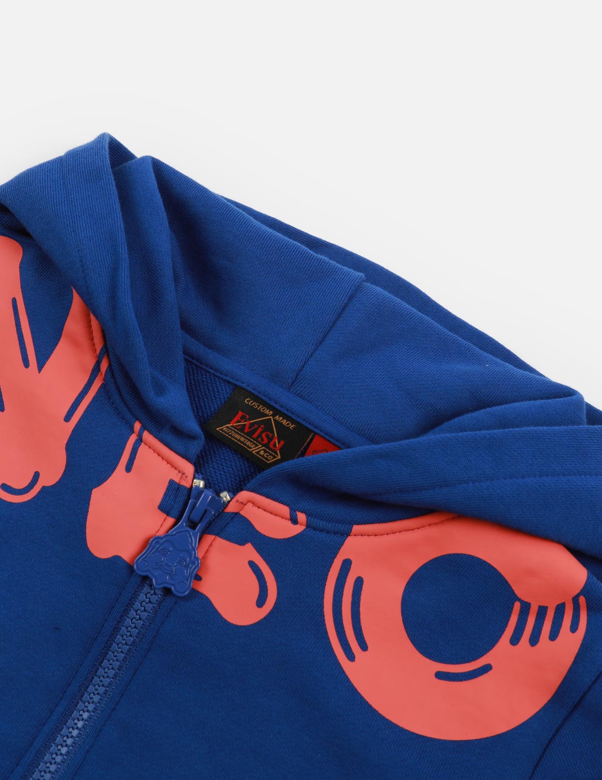 Fortune Cat and Daruma Print Zip-up Hoodie