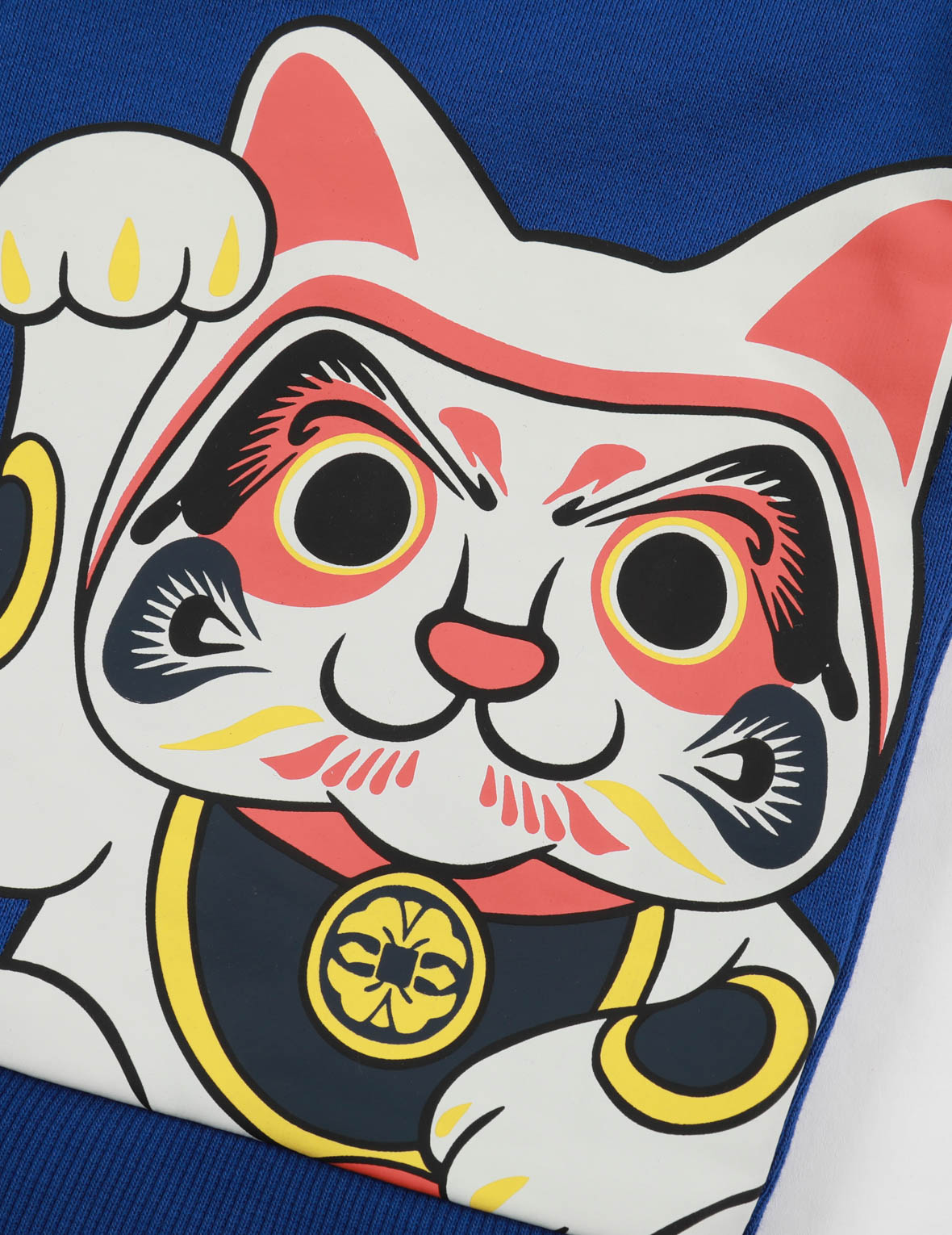 Fortune Cat and Daruma Print Zip-up Hoodie