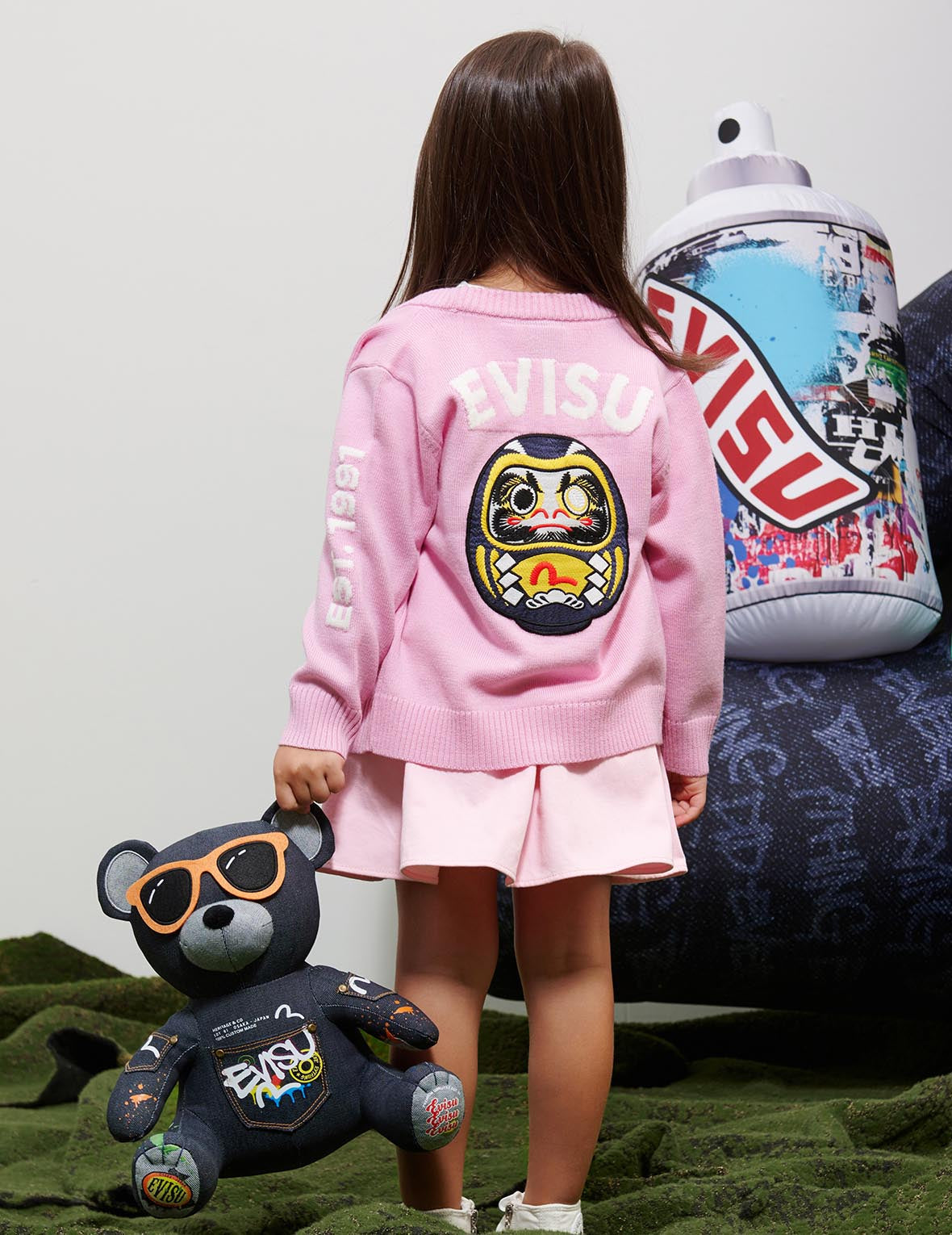 Daruma Appliqué Knitted Cardigan