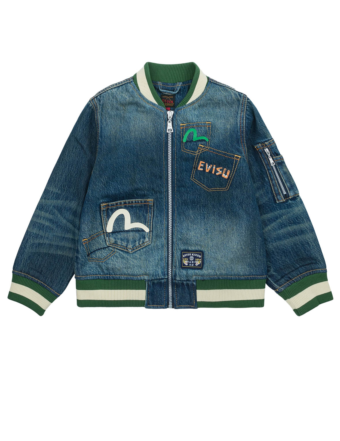 Seagull Multi-Pocket Denim Bomber Jacket