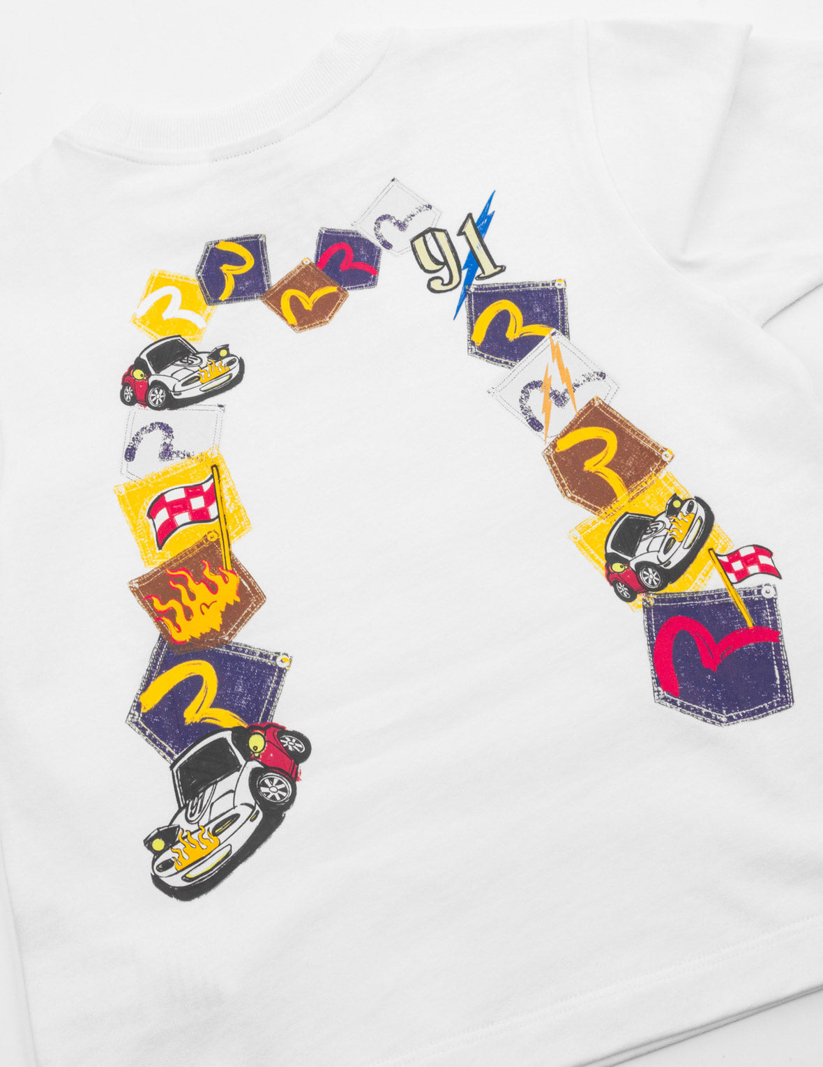 Racing Car Daicock Multi-Pocket Print Long-Sleeve T-Shirt