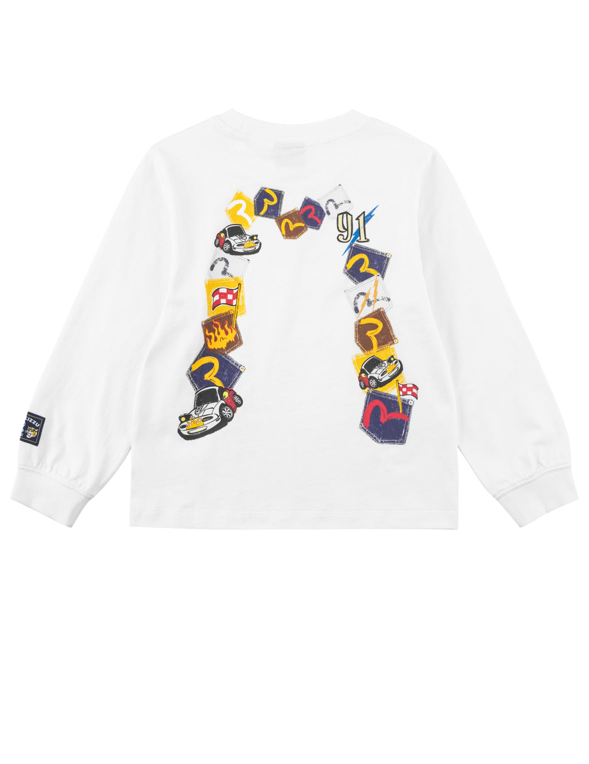 Racing Car Daicock Multi-Pocket Print Long-Sleeve T-Shirt