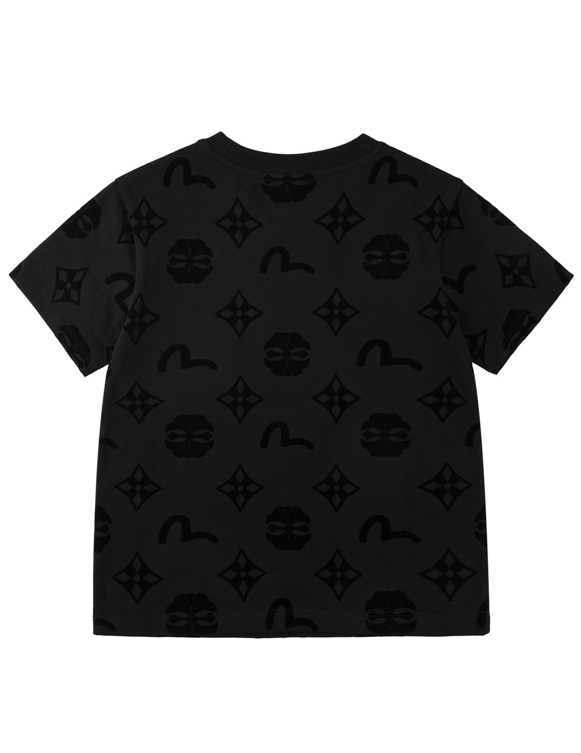 All-Over Kamon and Seagull Flocked Print T-Shirt