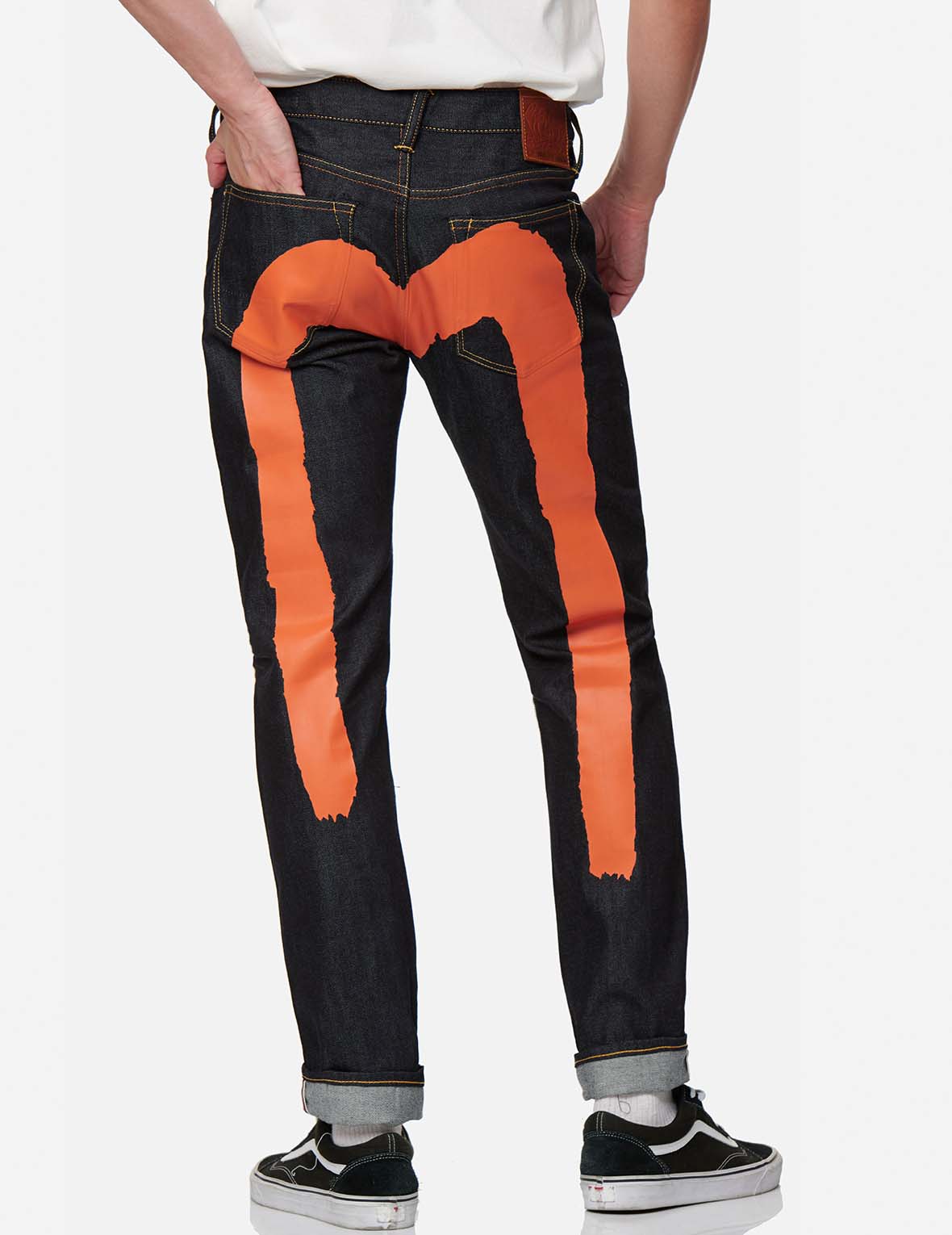 Orange Brushstroke Daicock Slim Straight fit Jeans #2010