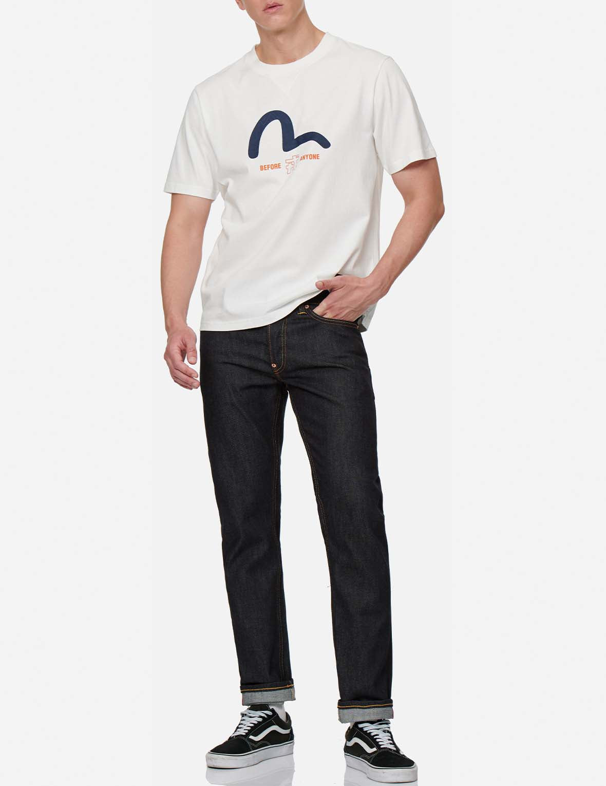 Orange Brushstroke Daicock Slim Straight fit Jeans #2010