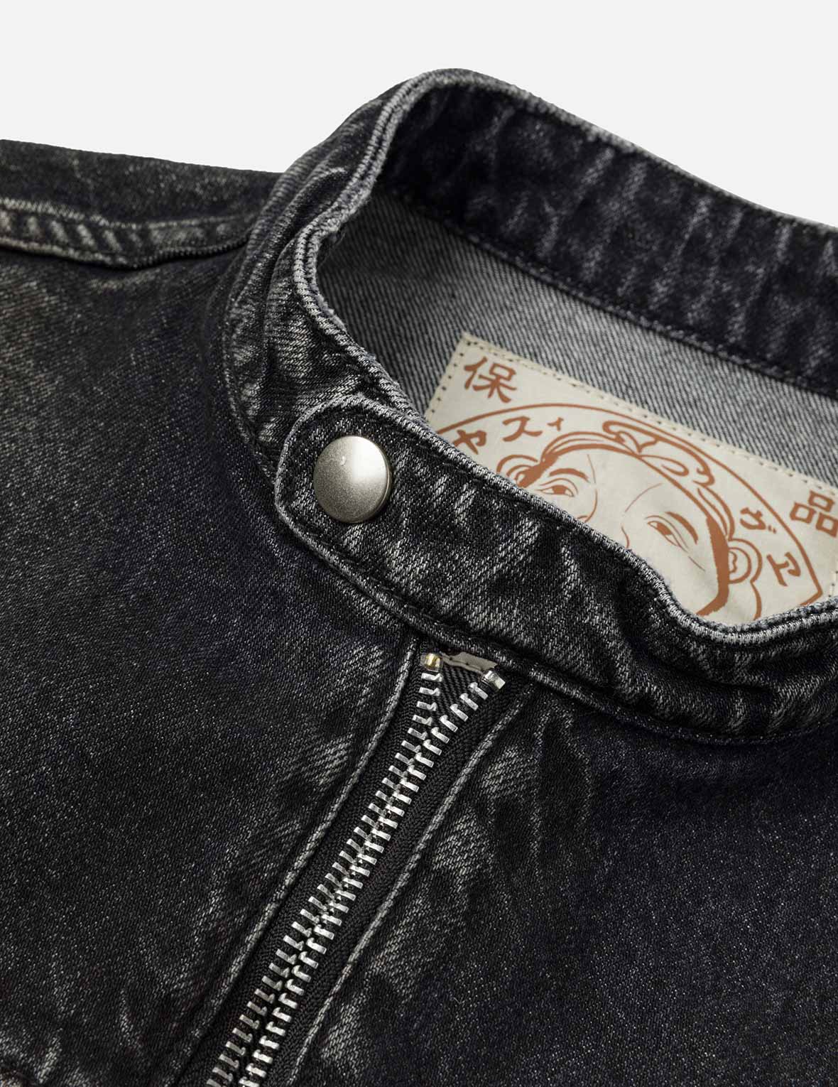 Seagull Embroidery Regular Fit Denim Rider Jacket