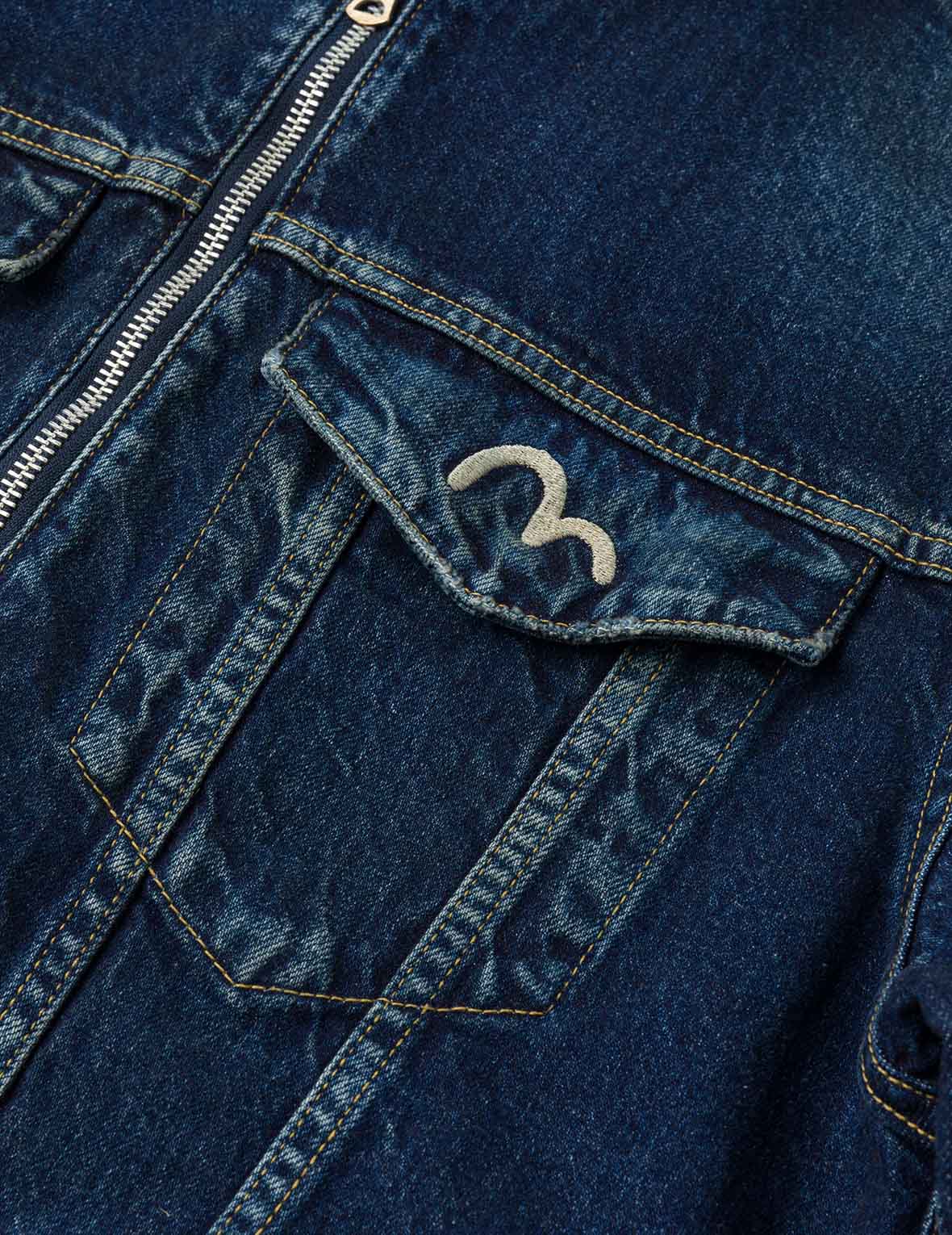 Seagull Embroidery Regular Fit Denim Rider Jacket