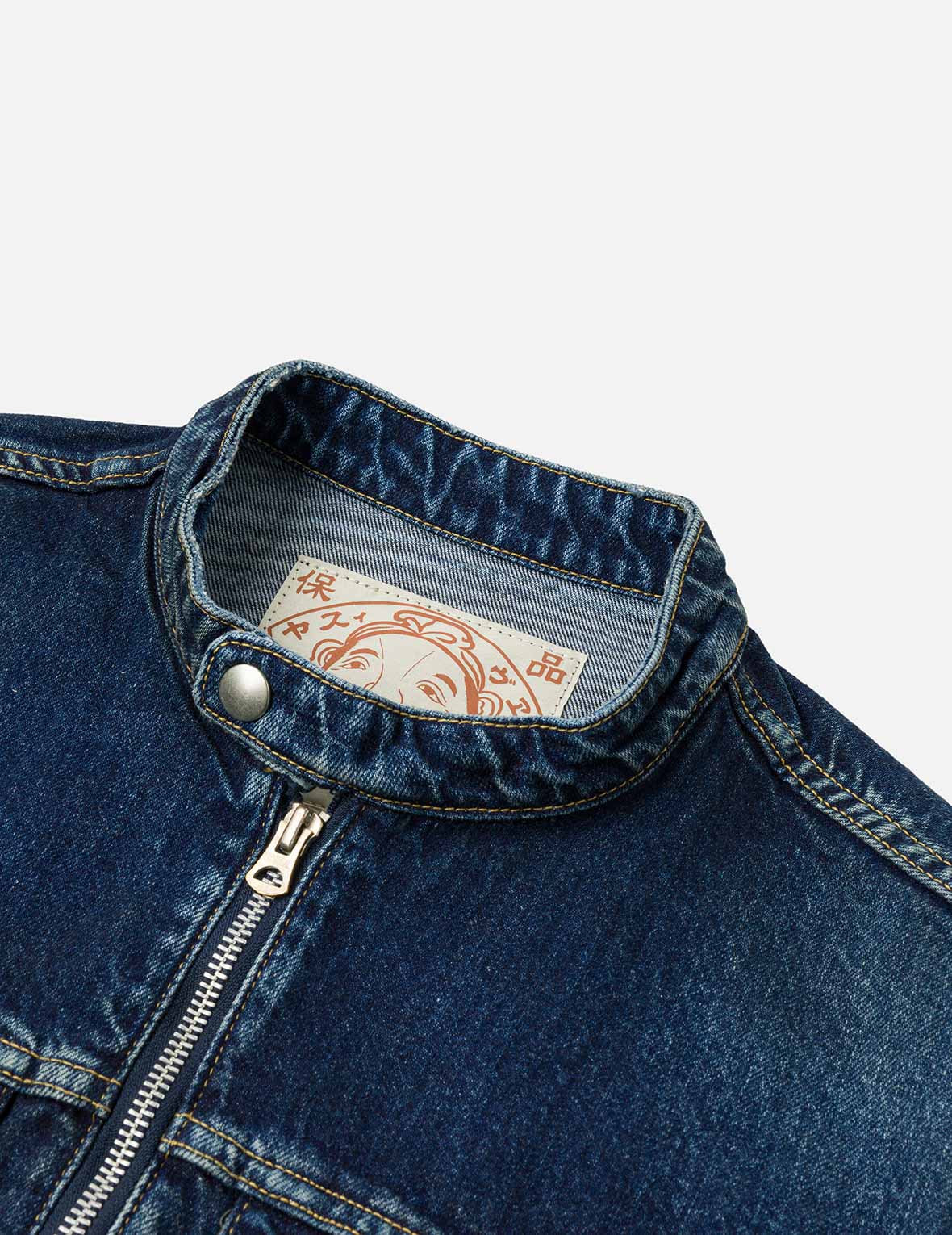 Seagull Embroidery Regular Fit Denim Rider Jacket