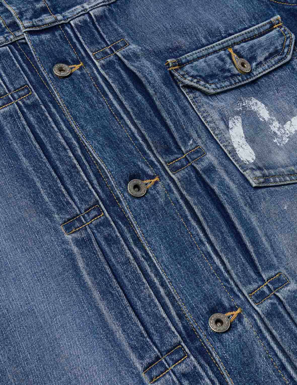 Seagull Print Regular Fit Denim Trucker Jacket