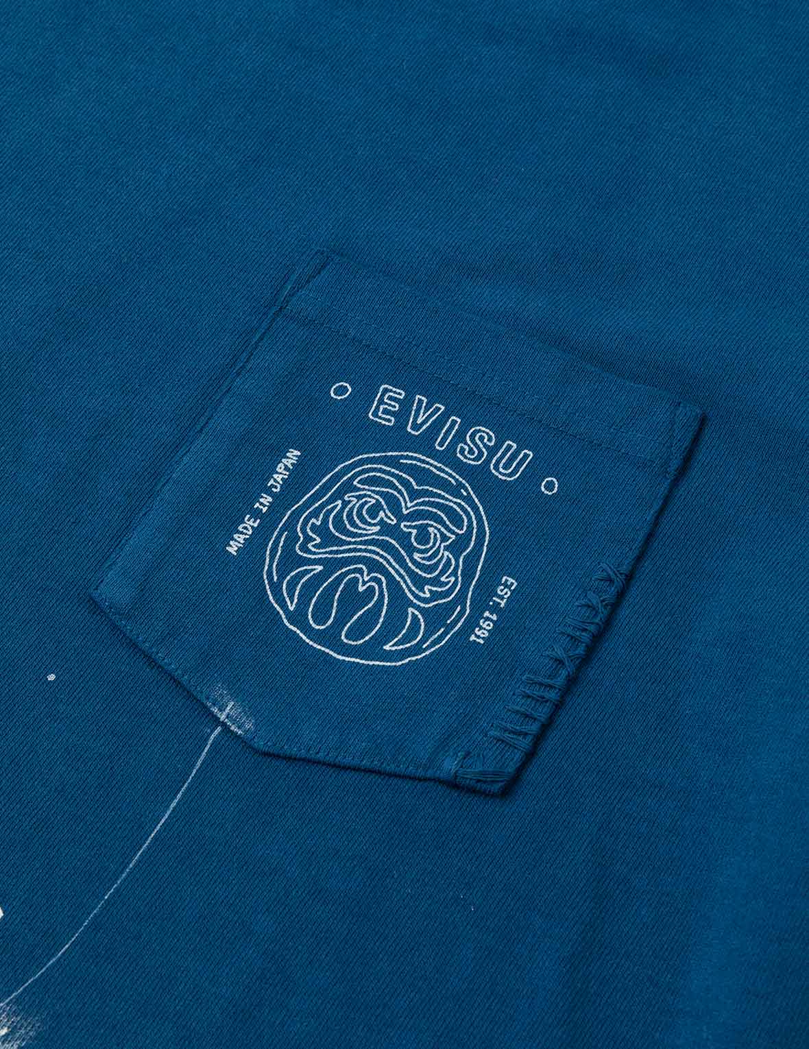 Daruma and Logo Embroidery Regular Fit Dip dyeing T-shirt