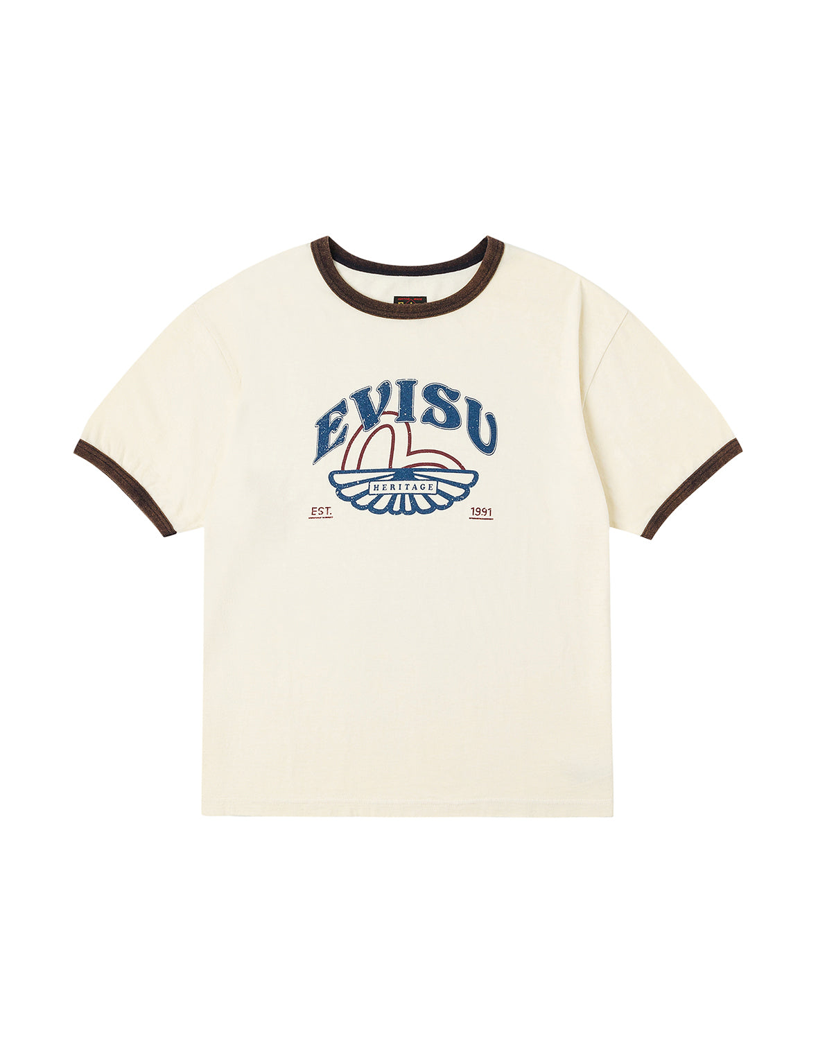Washed Seagull and Logo Print Regular Fit Ringer T-shirt