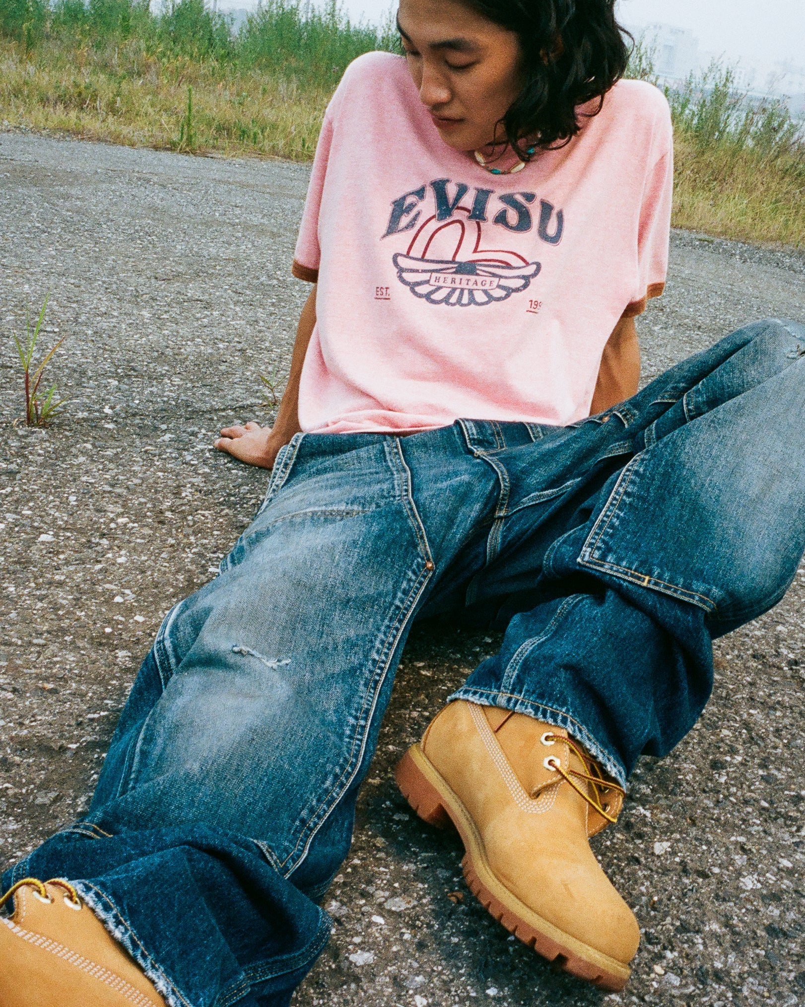 Washed Seagull and Logo Print Regular Fit Ringer T-shirt – EVISU