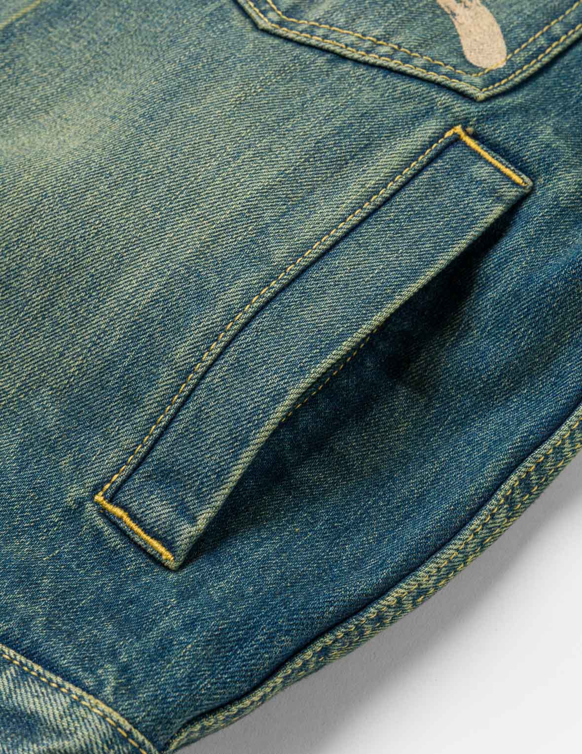 Contrast Collar Zipped Denim Jacket