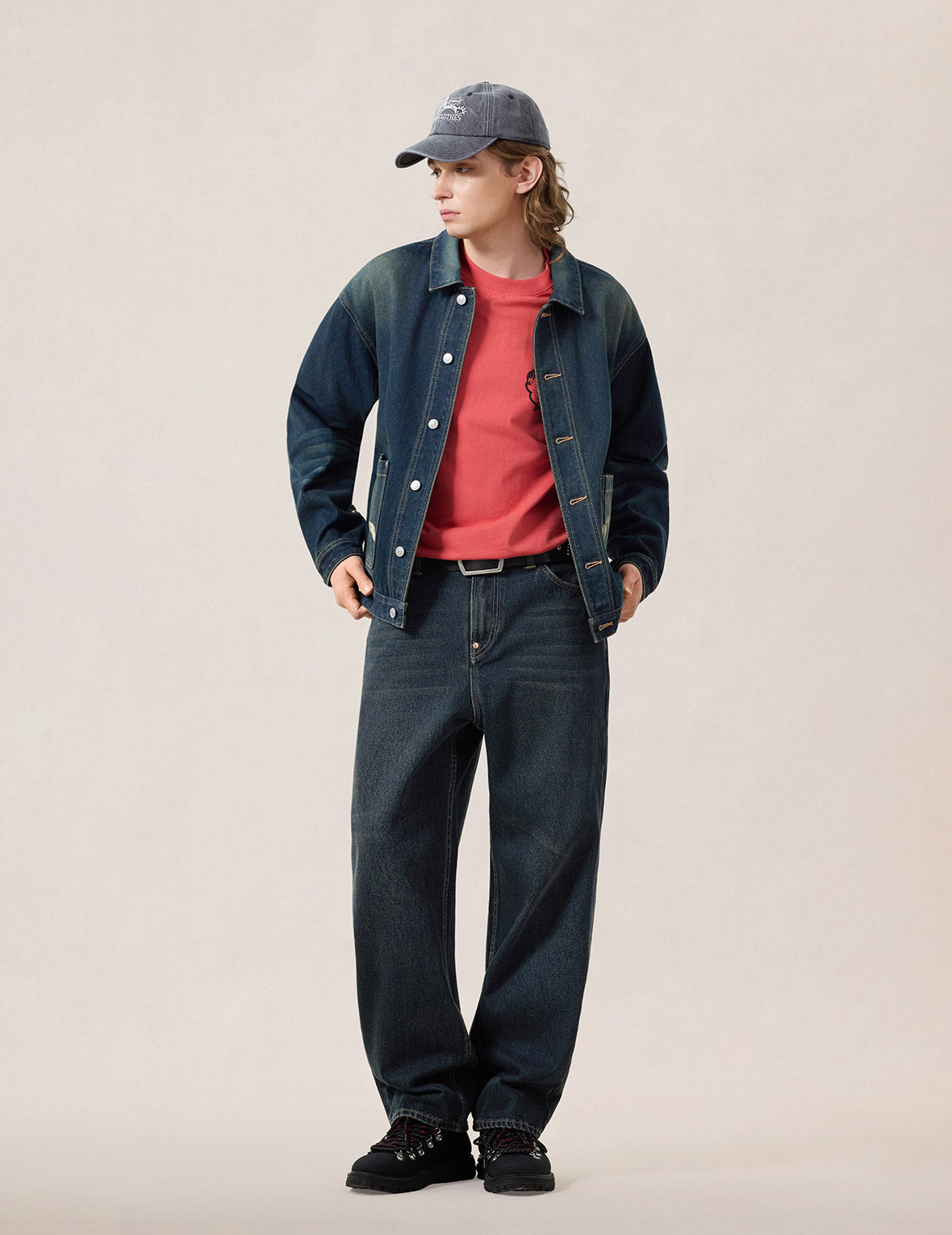 Layered Pocket Denim Worker Jacket