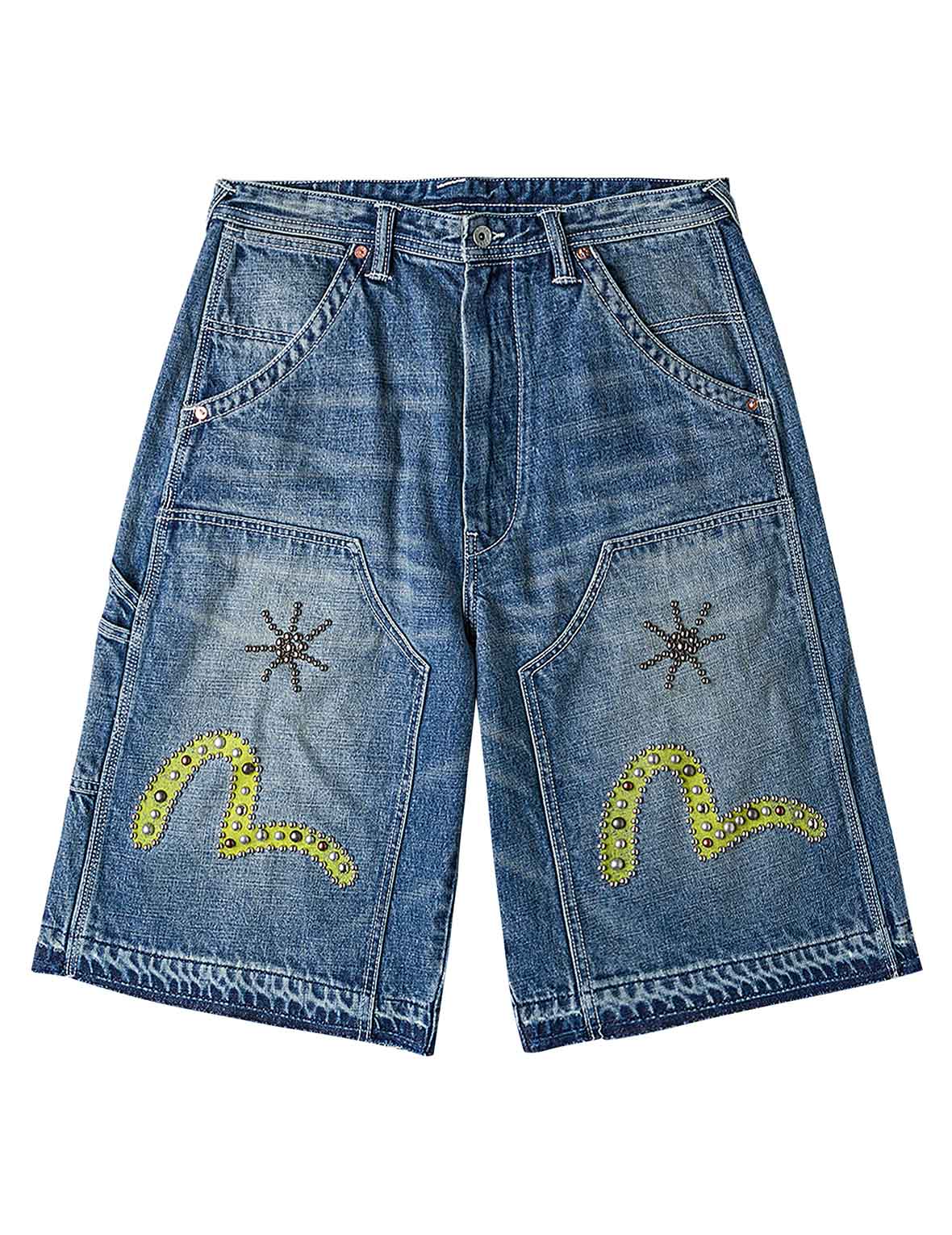 パンツ EVISU PARIS Daikoku cargo shorts Heavy Washed studded Cargo Shorts – EVISU