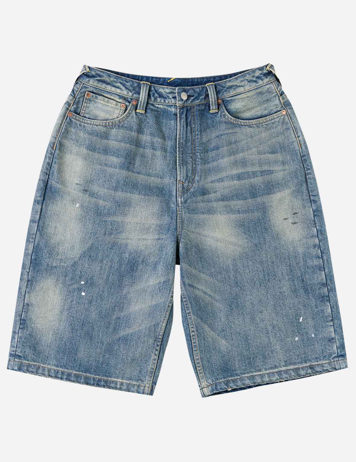 Ink-Splash Washed Seagull Embroidery Jorts