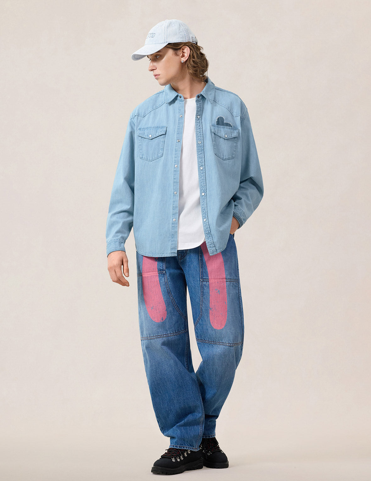 Seagull and Line Embroidery Shirt