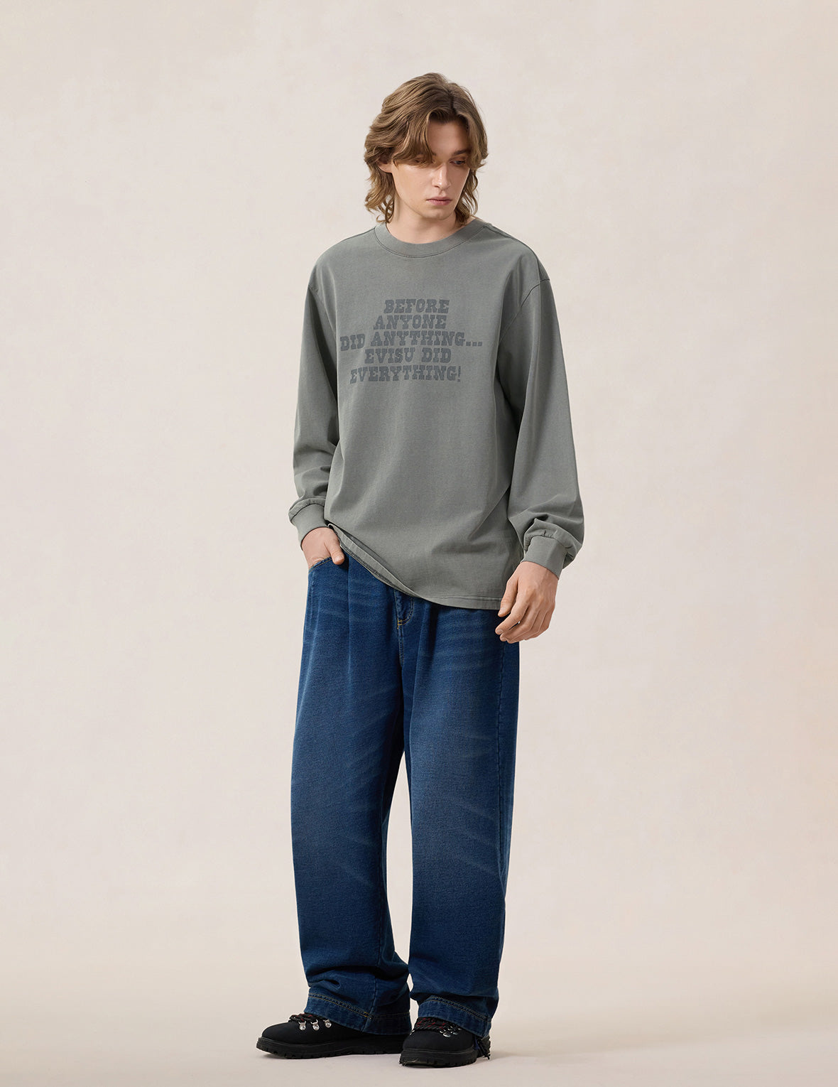 Reversed Seagull Slogan Long-sleeve T-shirt – EVISU