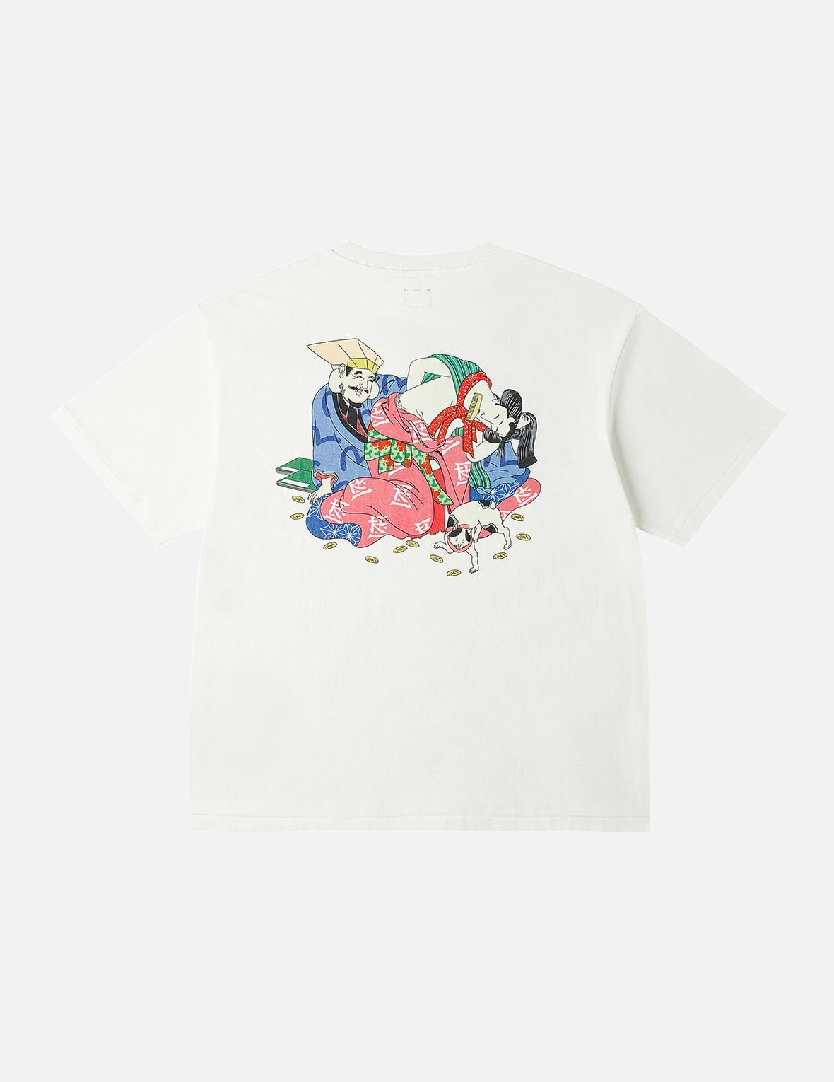 EVISU X F-LAGSTUF-F Shuga and Koban Coin Seagull Print Regular Fit T-shirt - White