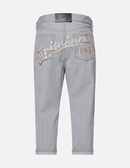 Logo Embroidery Drop-crotch Cropped-fit Denim Jeans #2027 – EVISU